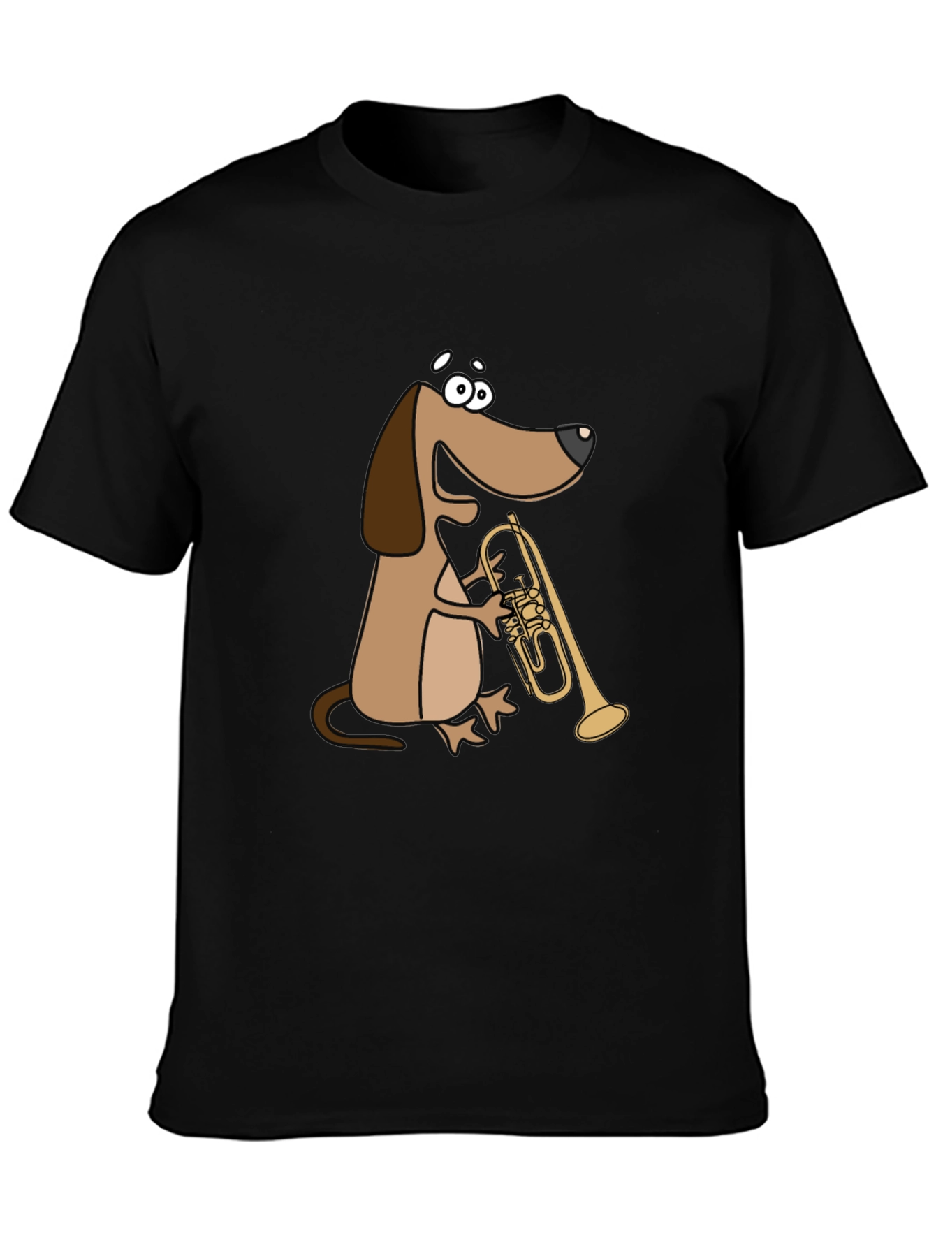 Black Dog Playing Trumpet T-Shirt view 3
