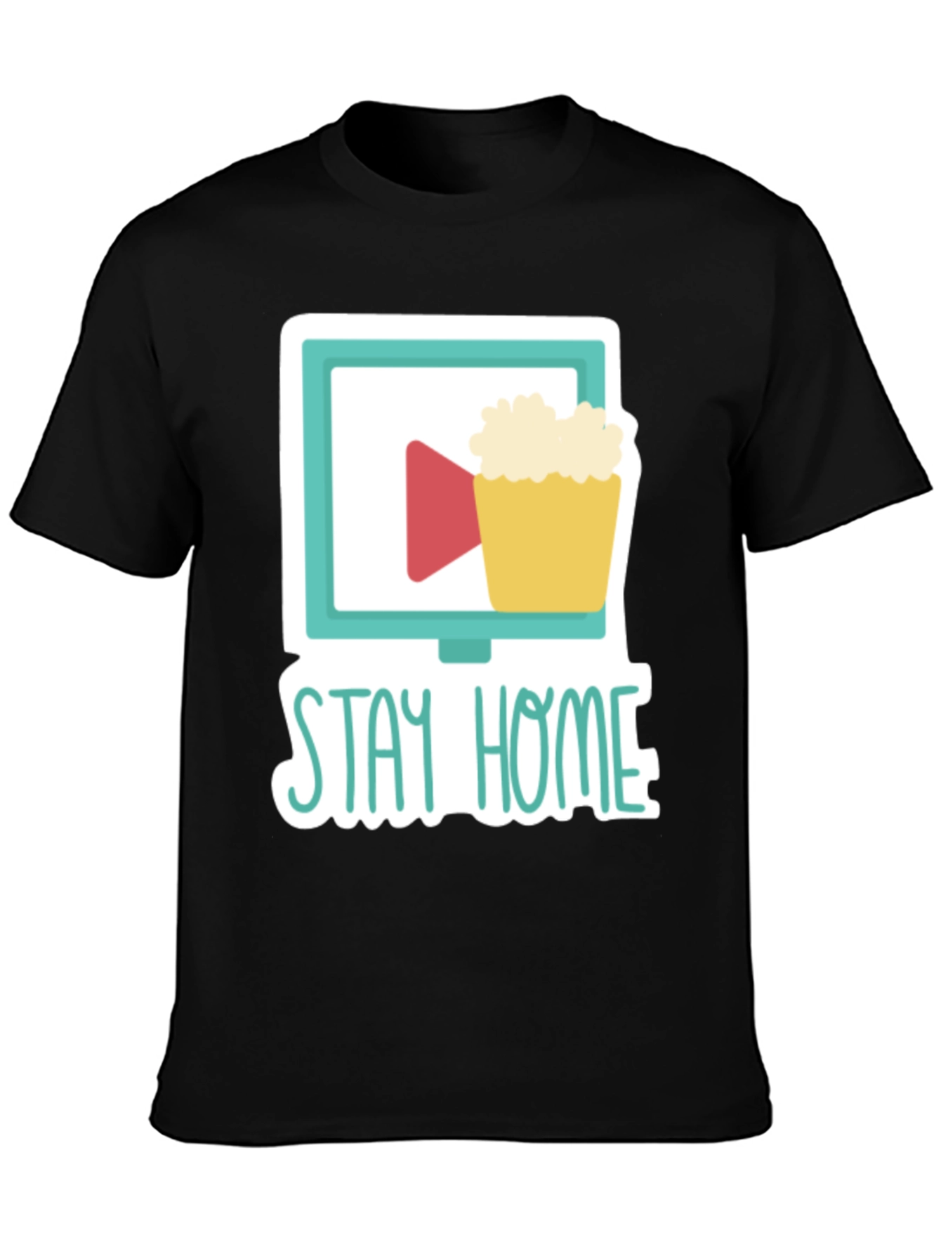 Black Stay Home Movie Night T-Shirt view 3