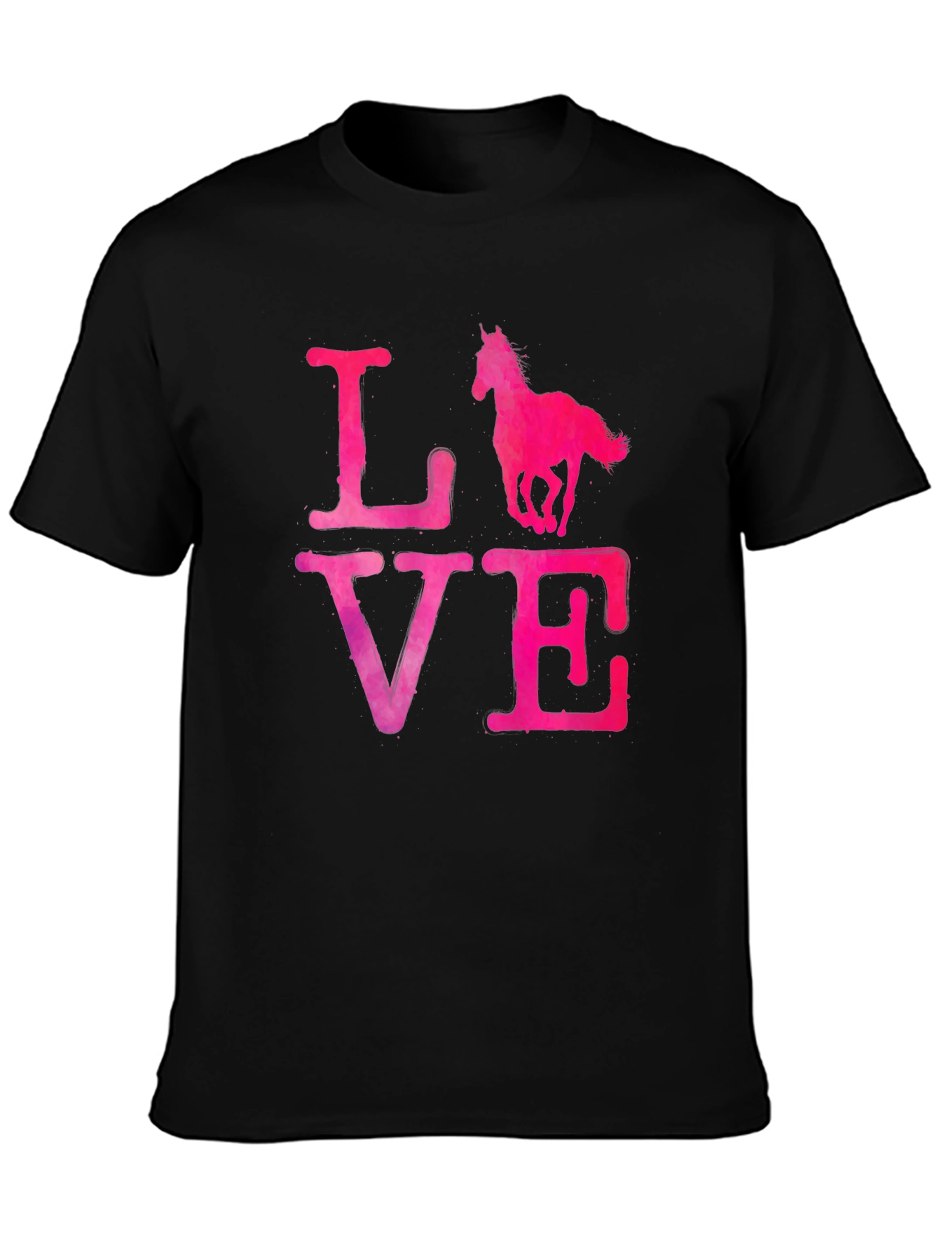 Black Love Horse T-Shirt - Black view 3