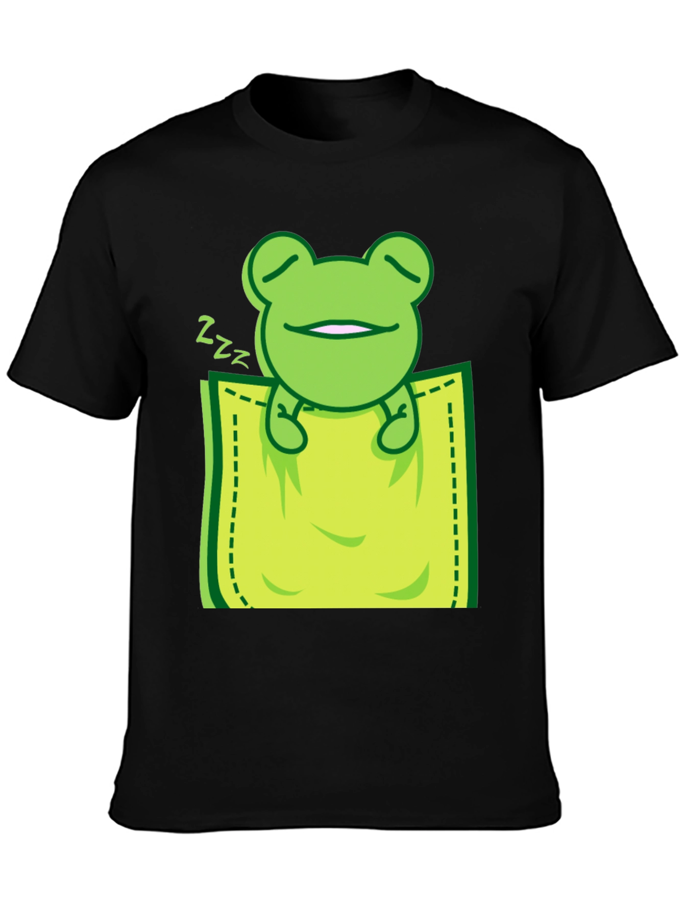 Black Sleeping Frog Pocket T-Shirt - Cute & Comfy view 3