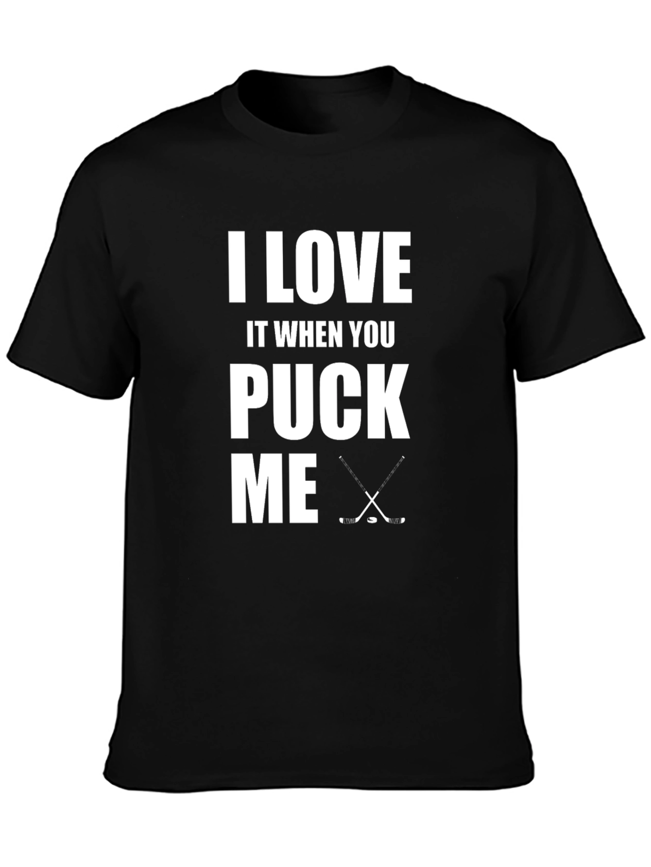 Black I Love It When You Puck Me Hockey Graphic Tee view 3
