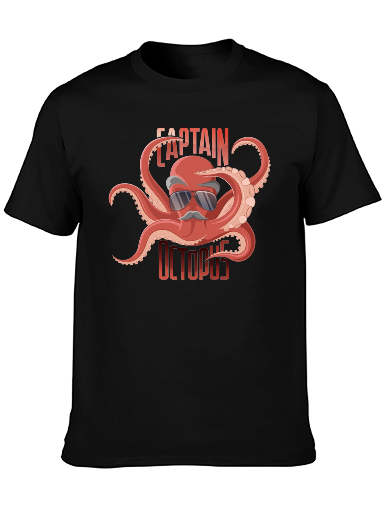 Black Captain Octopus Graphic Tee - Black Cotton Shirt view 3