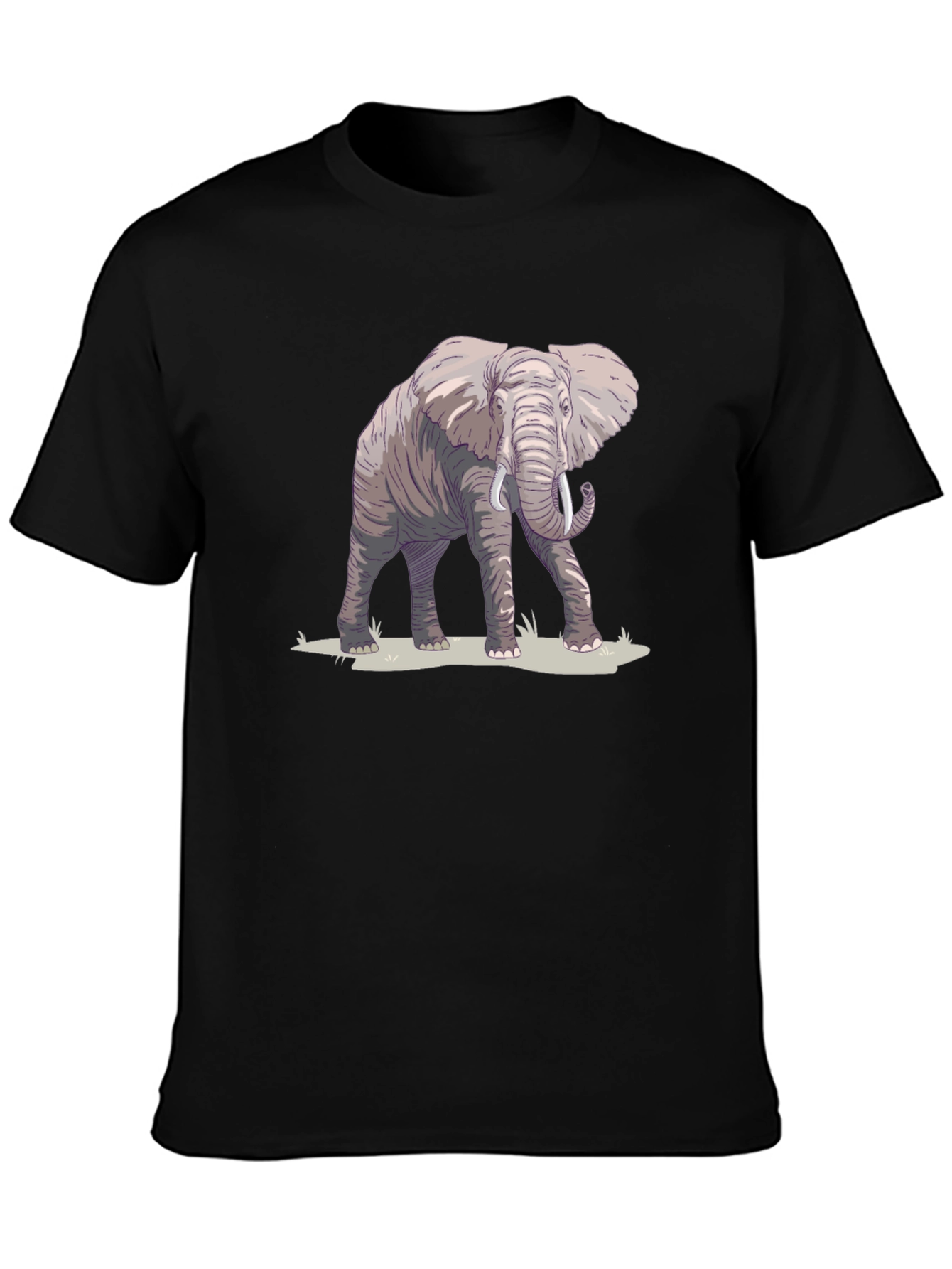 Black Elephant Graphic Print Black T-Shirt view 3