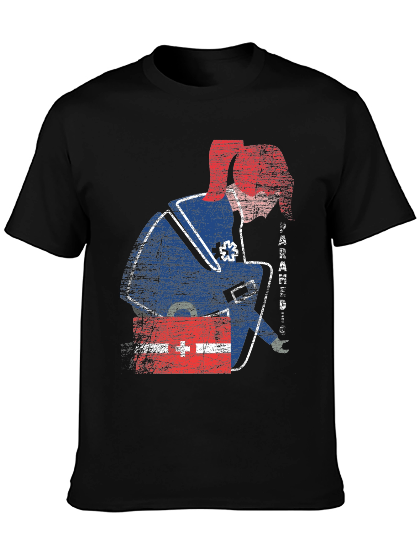 Black Paramedic Graphic T-Shirt - Grunge Style view 3