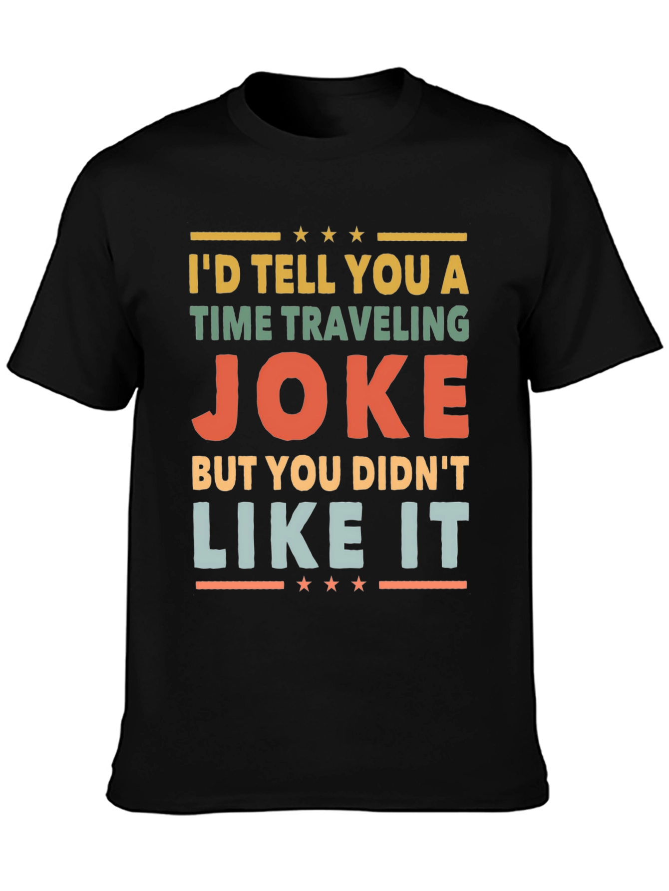 Black Time Traveling Joke Graphic Tee view 3