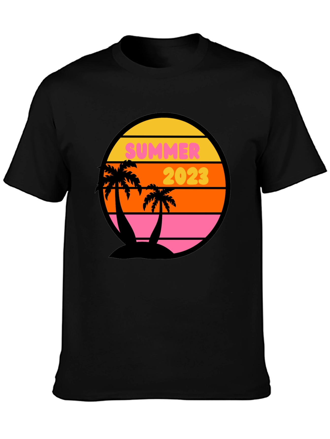 Black Summer 2023 Palm Tree Graphic Tee - Black view 3