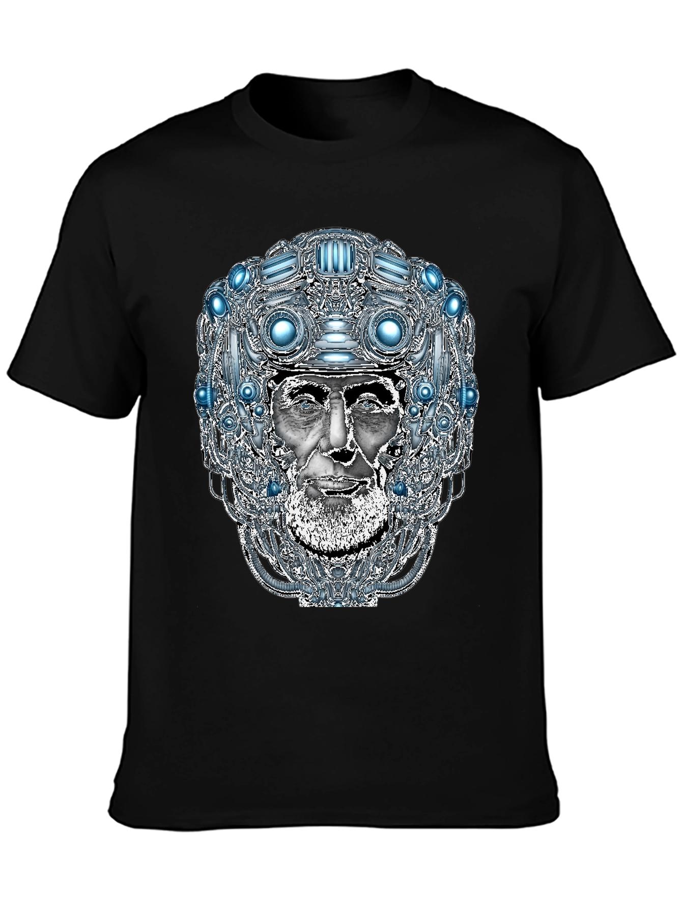 Black Futuristic Old Man Graphic T-Shirt view 3