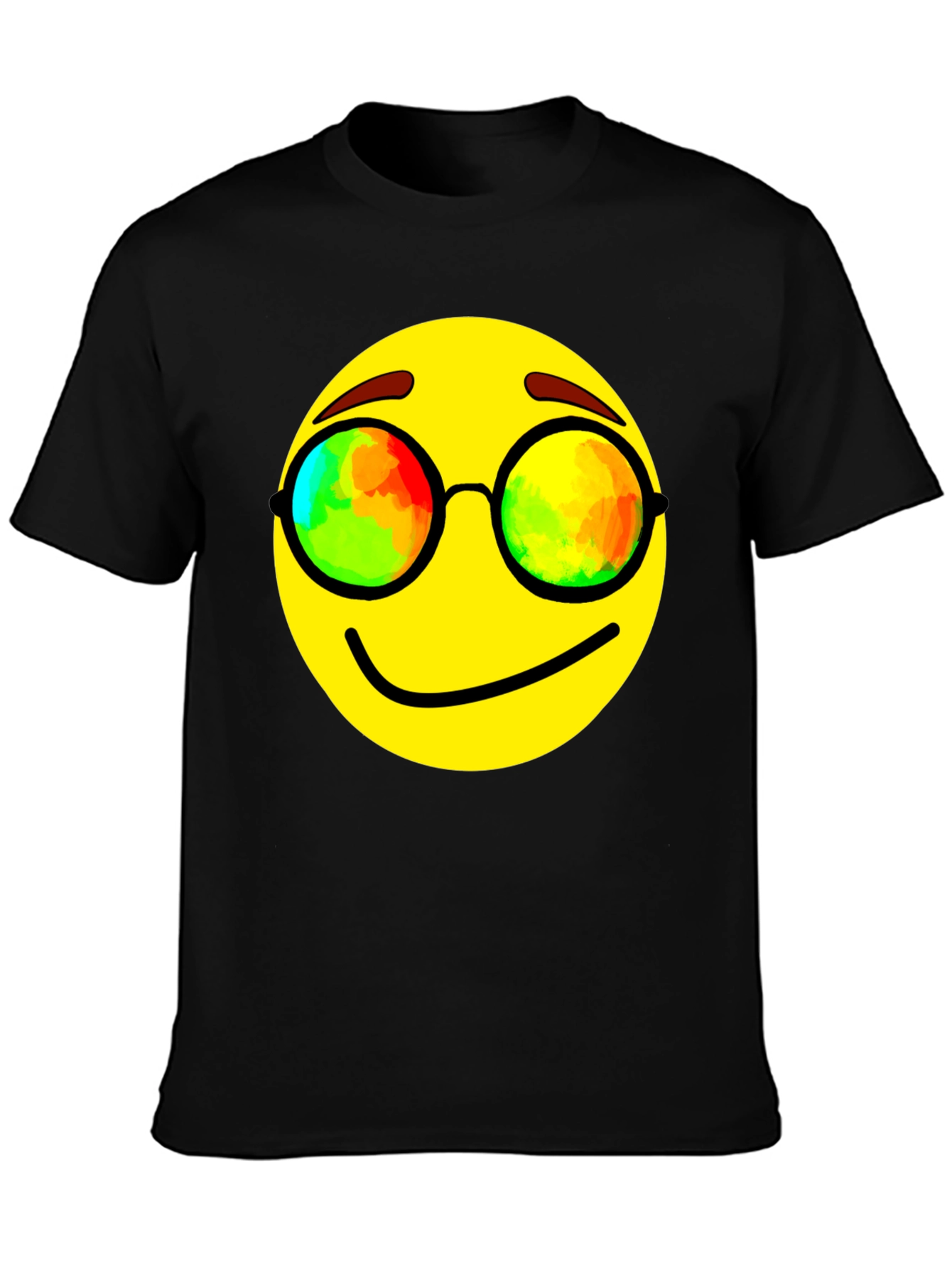 Black Cool Smiley Face Graphic Tee - Black Cotton Blend T-Shirt view 3