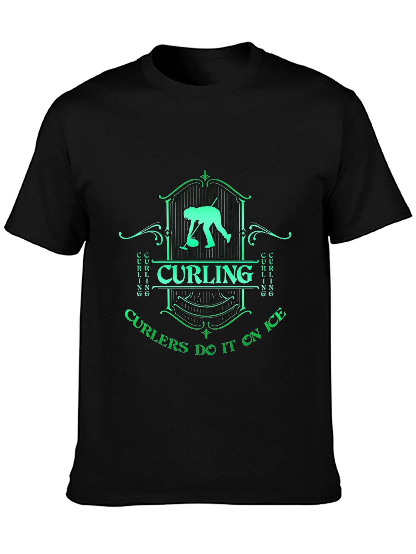 Black Curling On Ice Graphic T-Shirt view 3