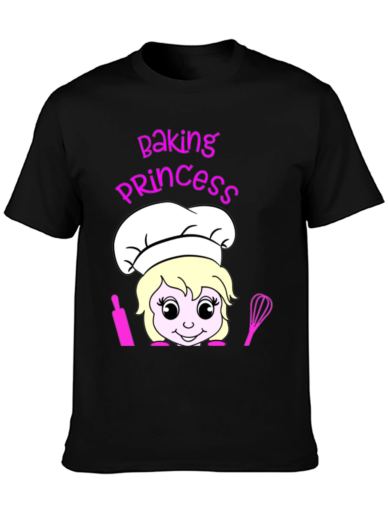 Black Baking Princess T-Shirt - Chef Cartoon Tee view 3