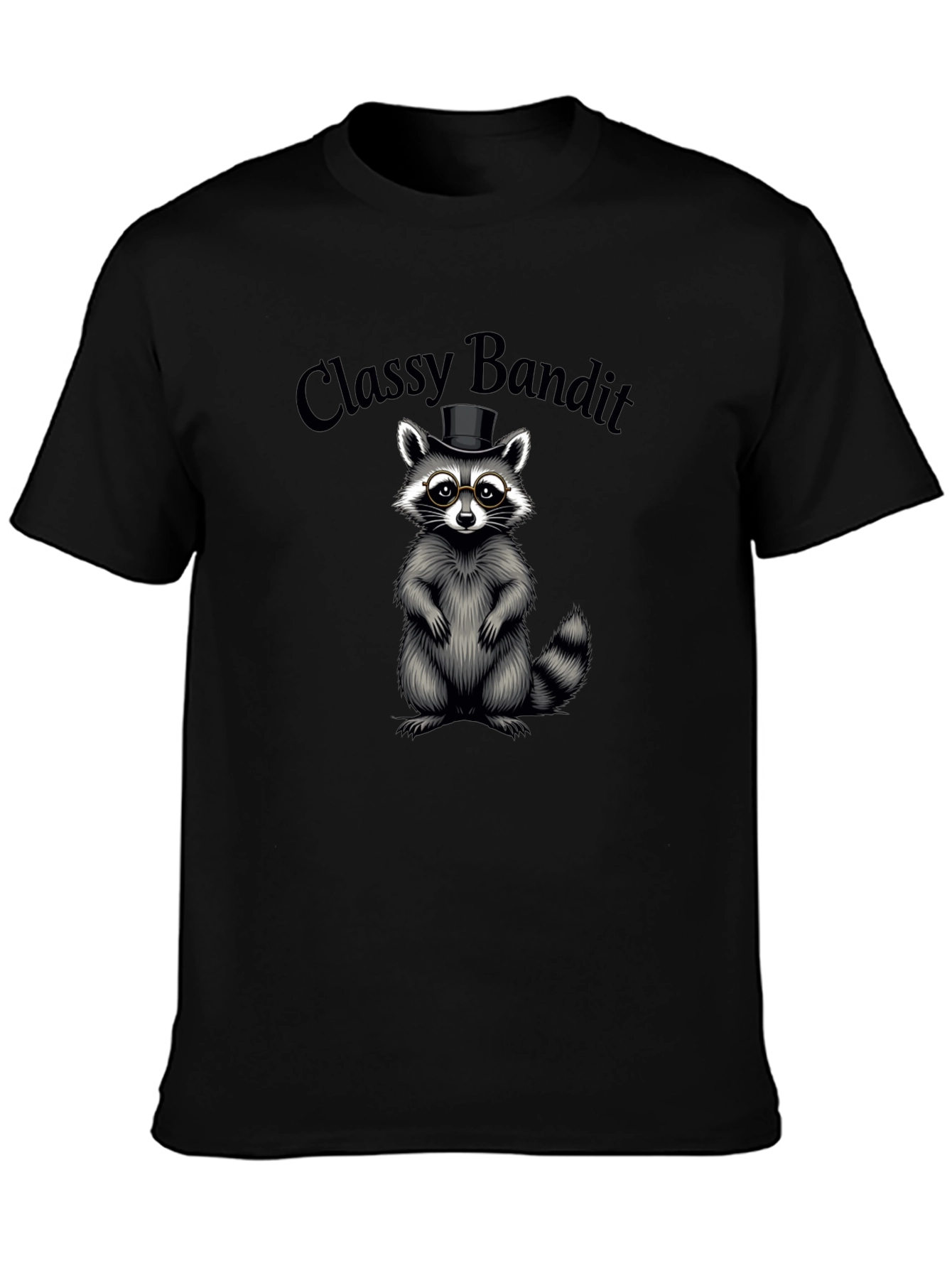 Black Classy Bandit Raccoon Graphic Tee view 3