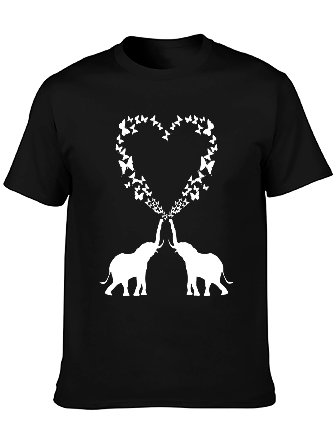 Black Elephant Butterfly Heart Graphic Tee view 3