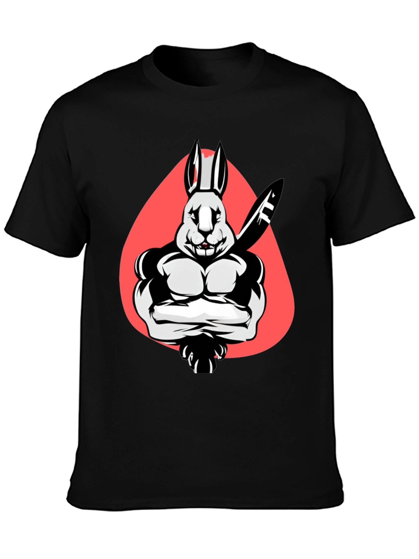 Black Muscle Rabbit T-Shirt - Black Graphic Tee view 3
