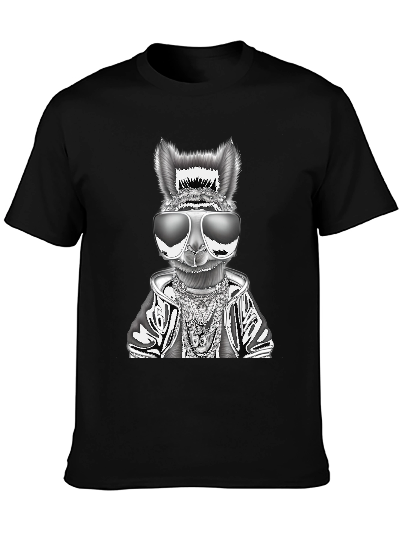Black Cool Llama Graphic Tee - Black view 3