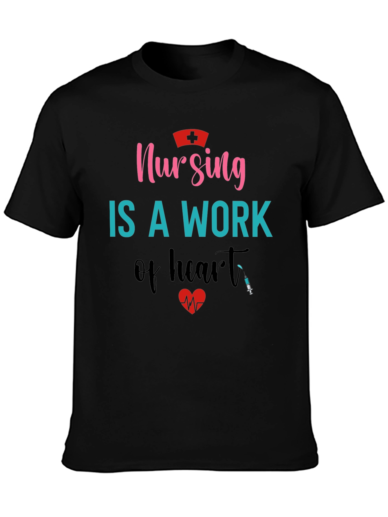 Black Nursing is a Work of Heart Graphic T-Shirt view 3