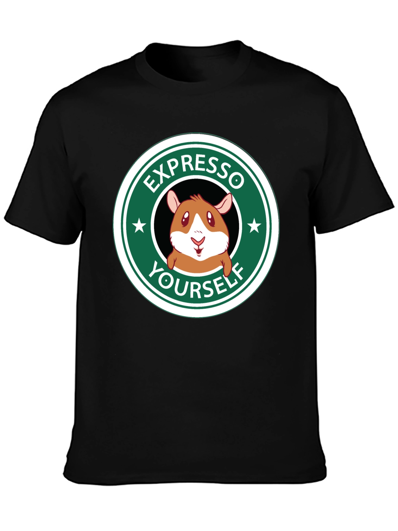 Black Expresso Yourself Graphic T-Shirt - Funny Hamster Design view 3