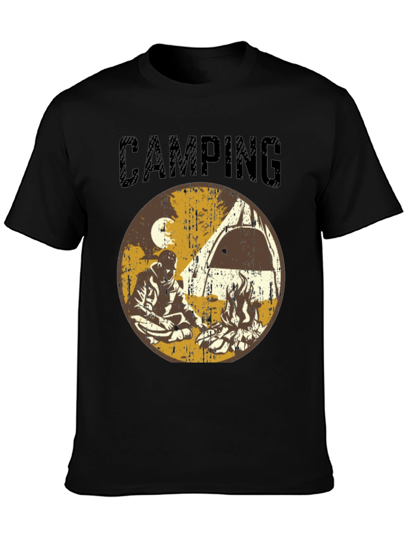 Black Vintage Camping Graphic T-Shirt view 3