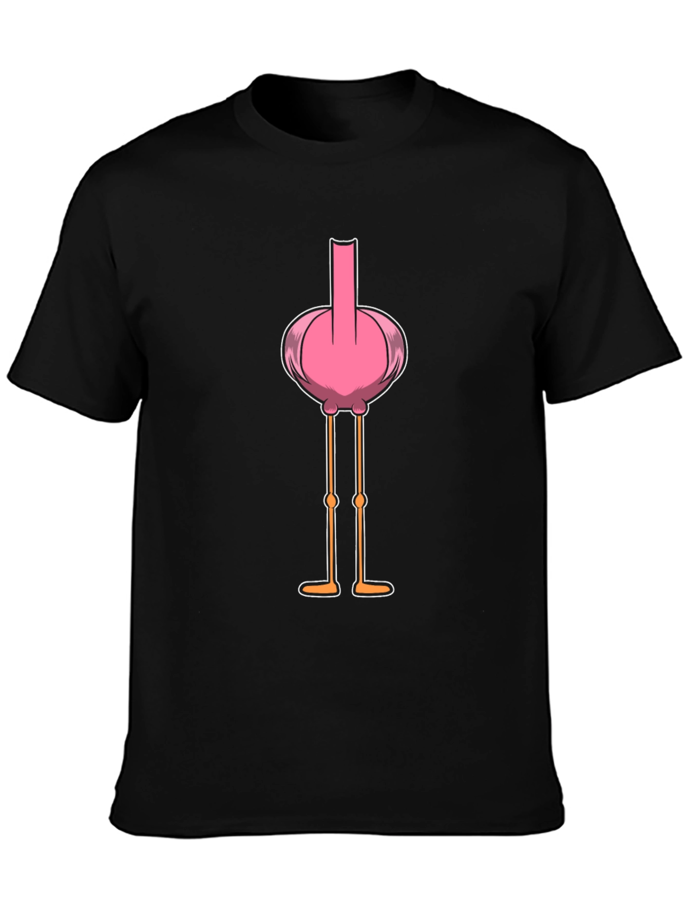 Black Funny Flamingo Middle Finger Graphic T-Shirt view 3
