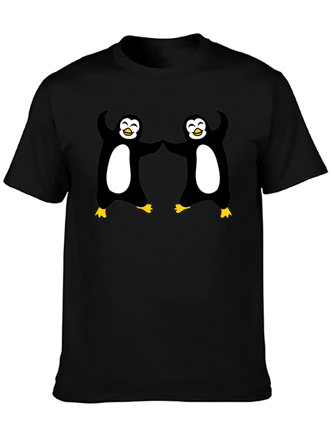 Black Dancing Penguins Black T-Shirt - Cute & Fun view 3