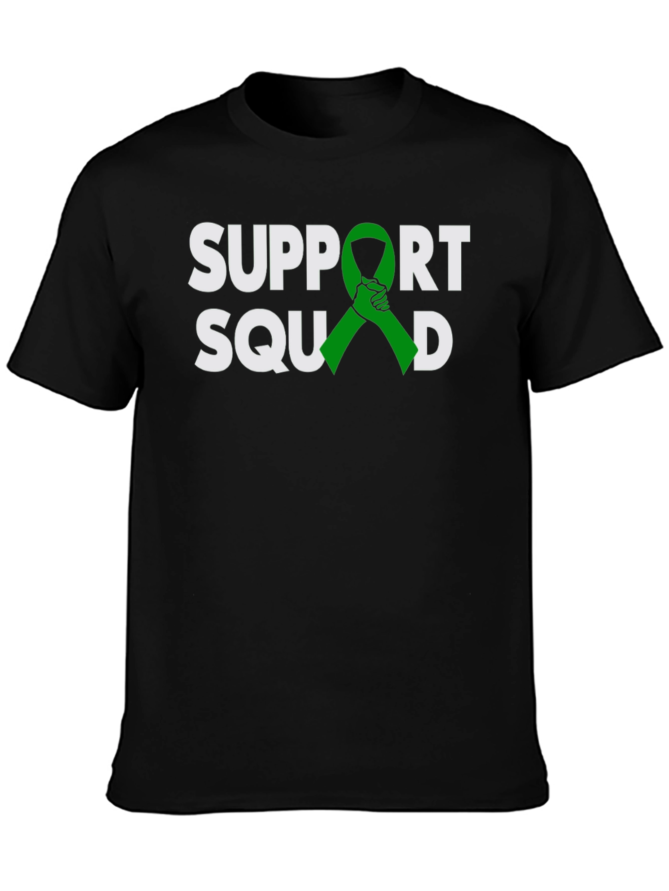 Black Support Squad Green Ribbon Graphic T-Shirt view 3
