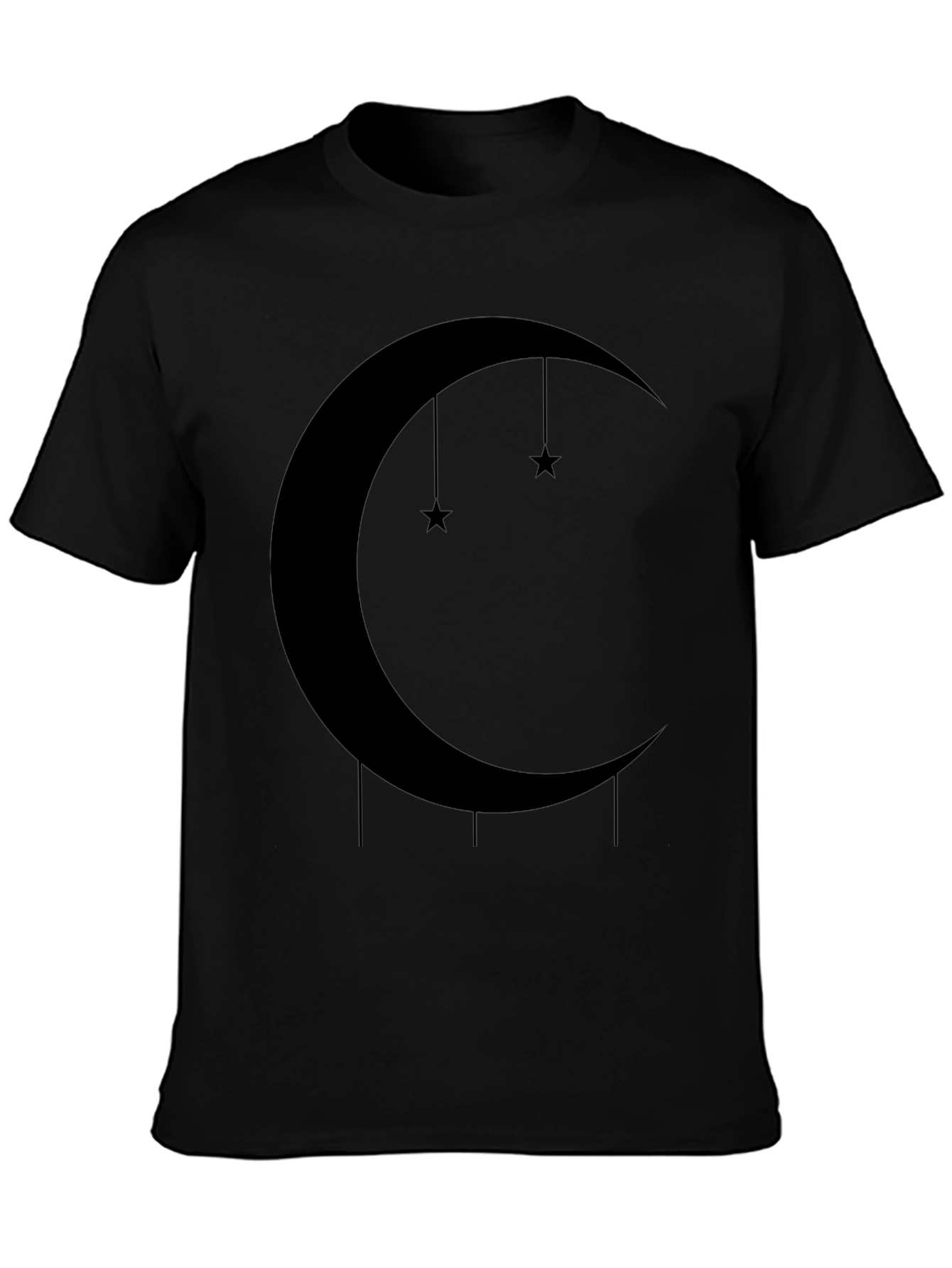 Black Celestial Crescent Moon & Stars Graphic Tee view 3