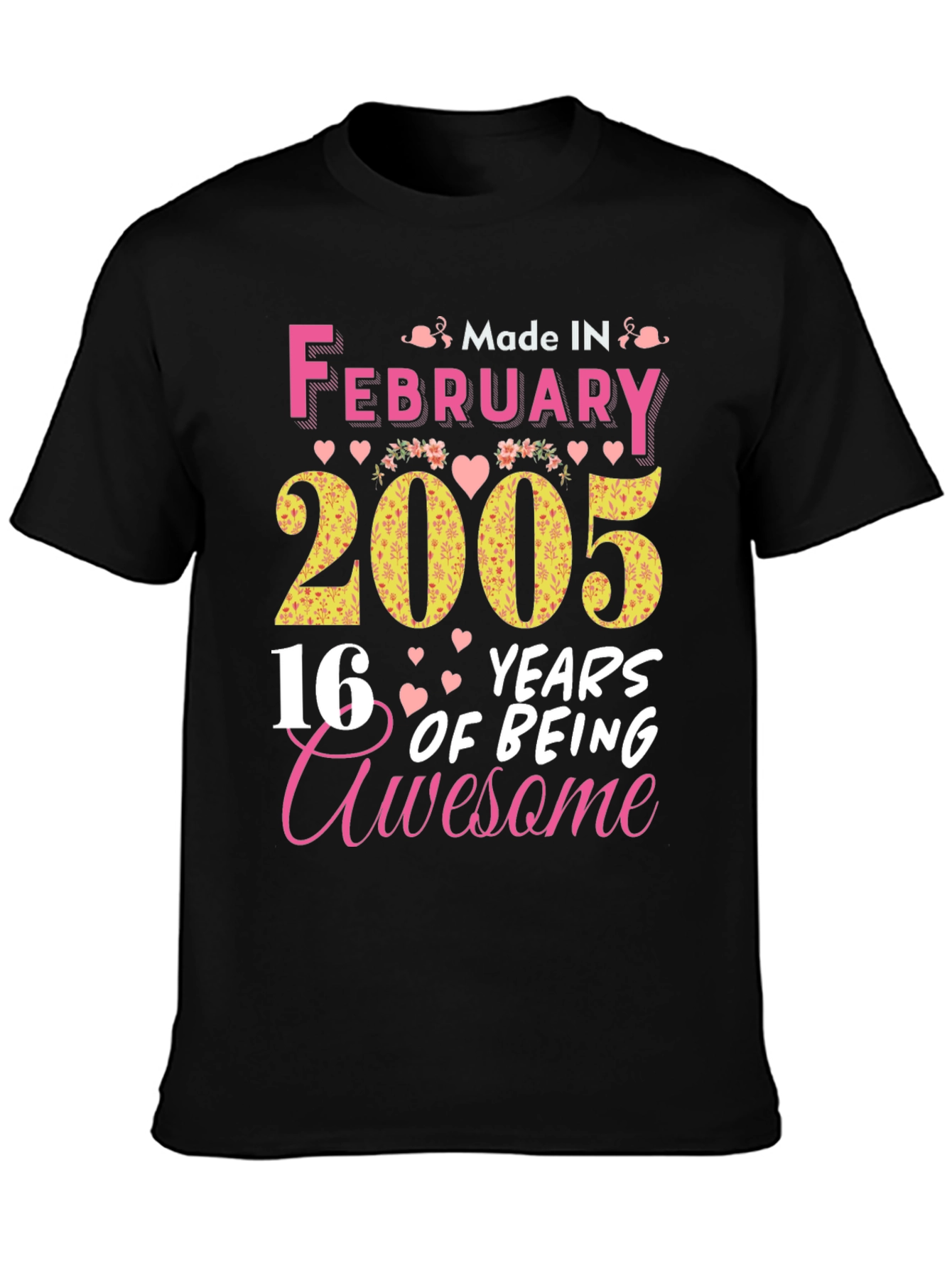 Black February 2005 16 Years Awesome T-Shirt view 3