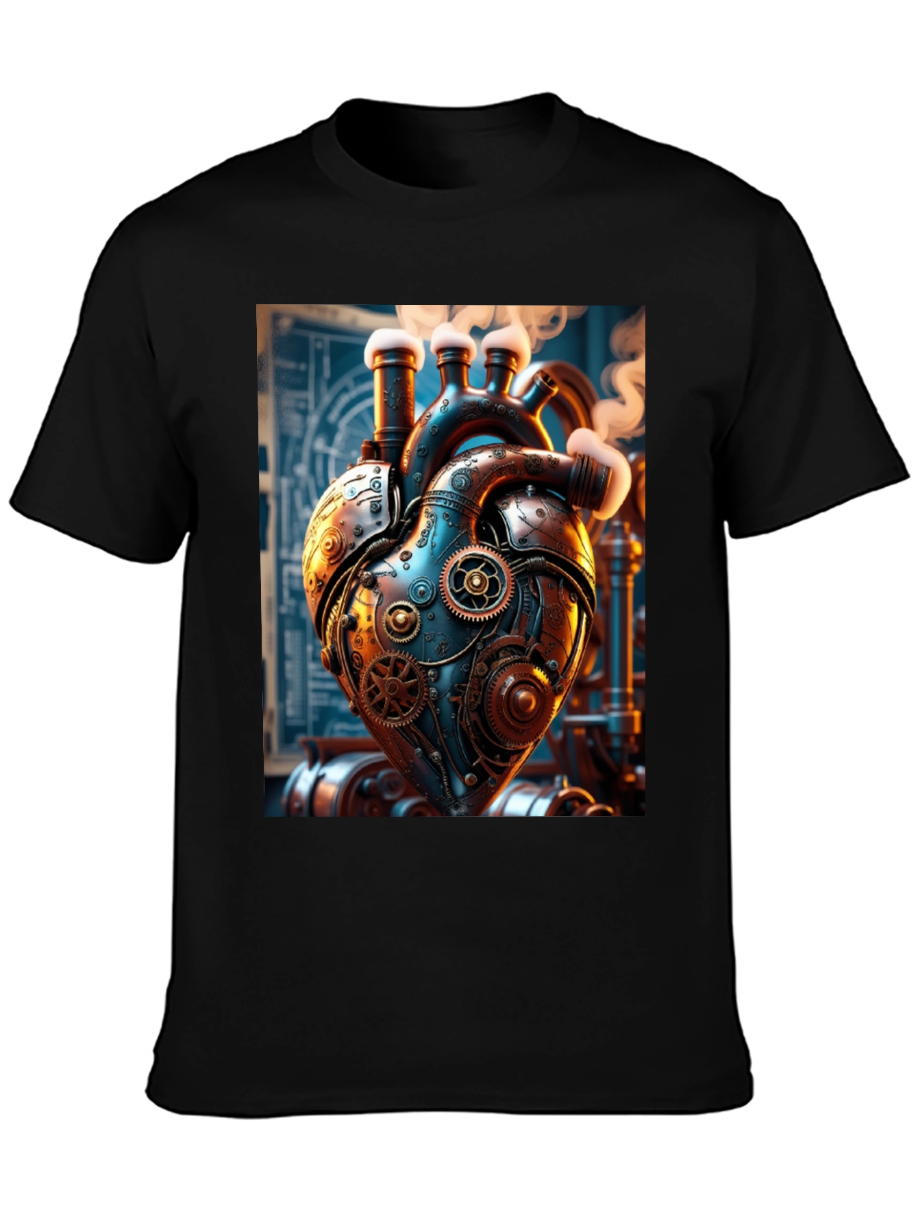 Black Steampunk Heart Graphic Tee - Mechanical Love view 3