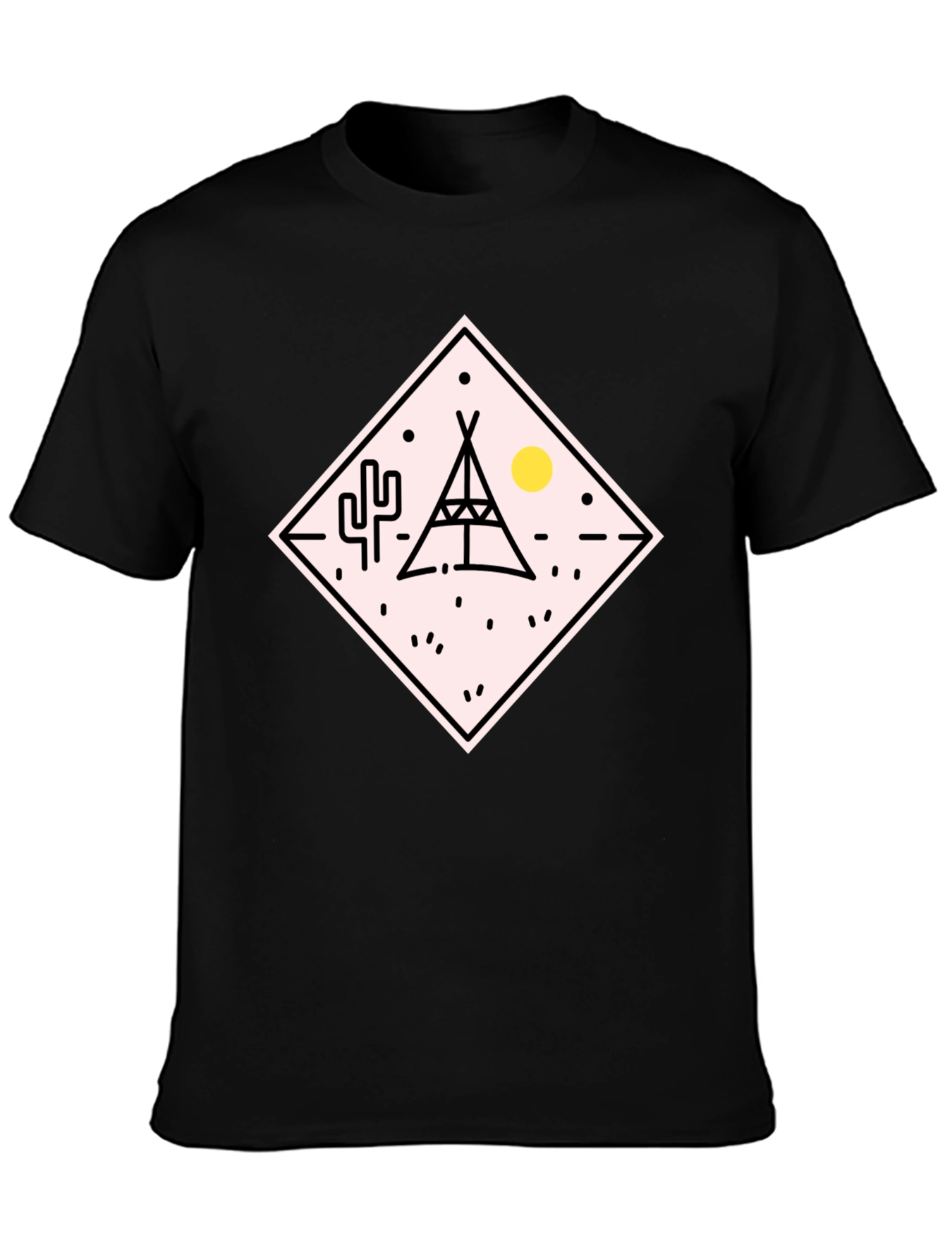 Black Teepee Desert Graphic T-Shirt - Black view 3