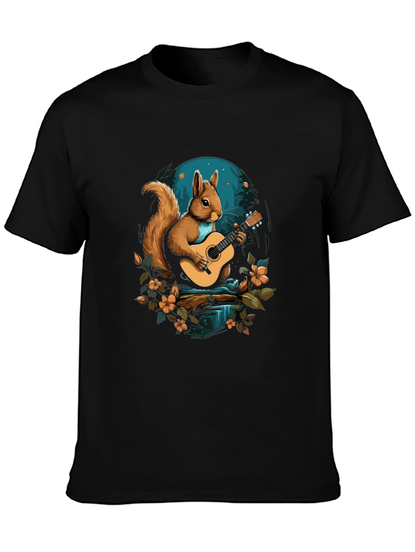 Black Squirrel Guitarist Graphic T-Shirt view 3