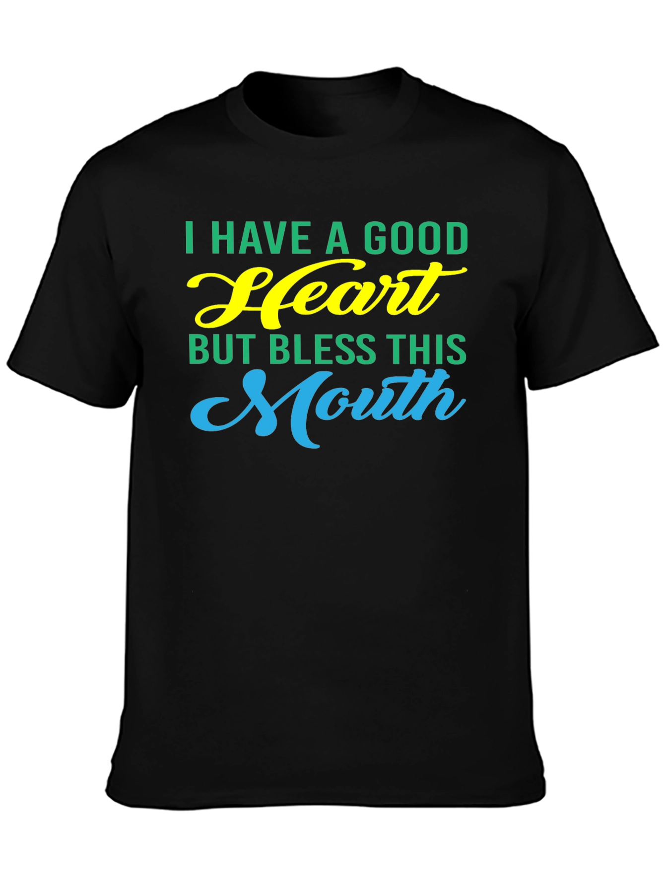 Black Good Heart Bless This Mouth Graphic Tee view 3