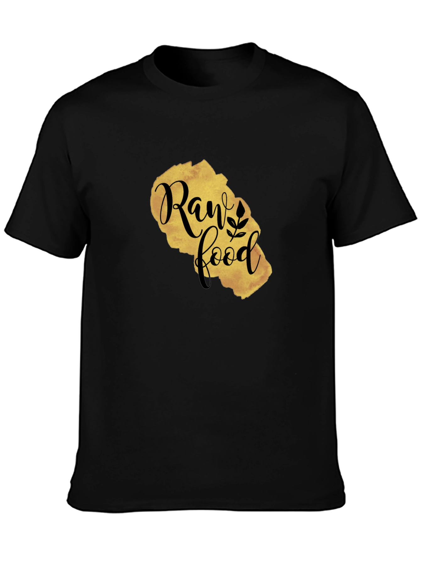 Raw Food Gold Print Black T-Shirt - 3