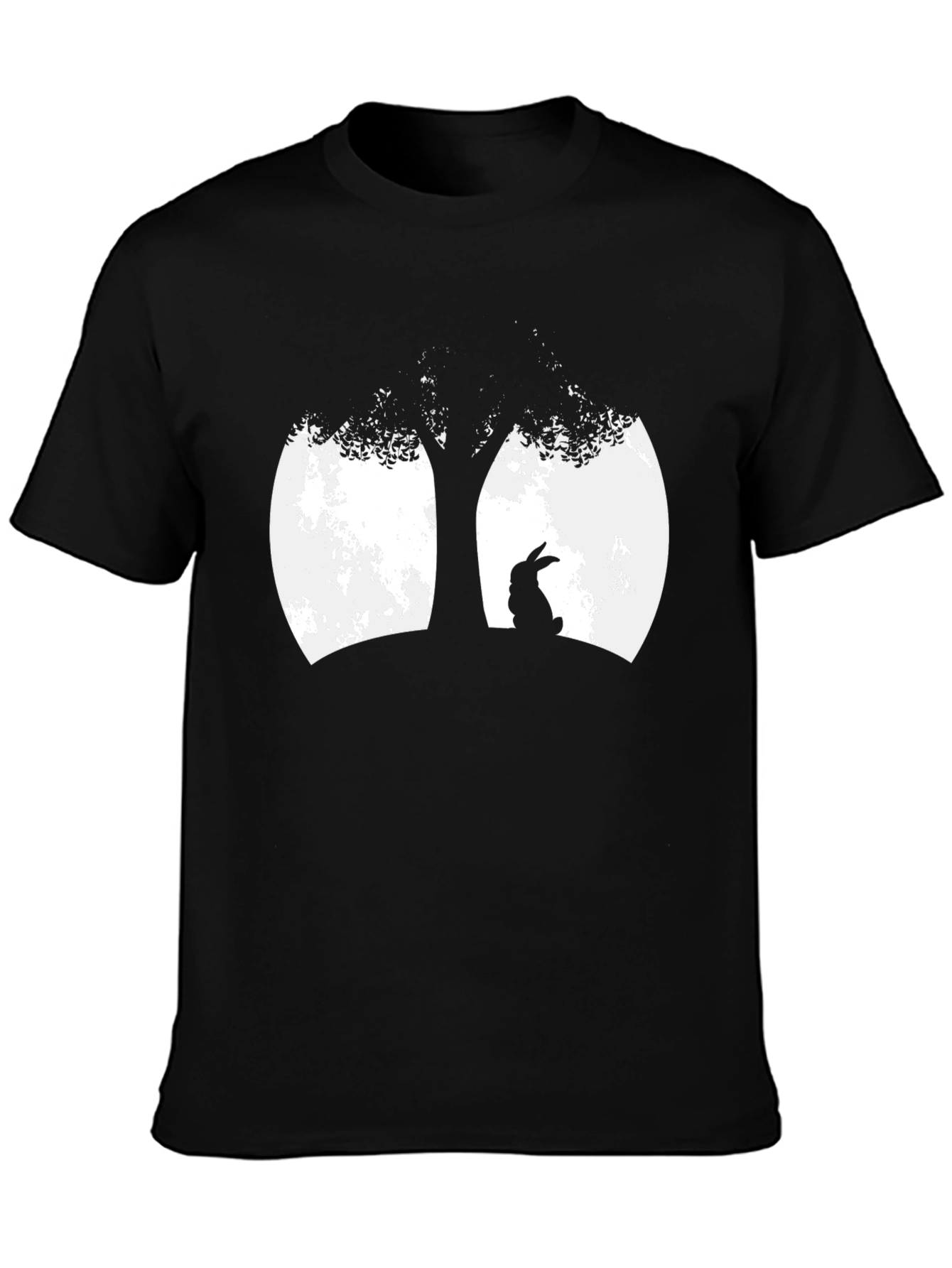 Black Rabbit Tree Silhouette T-Shirt view 3