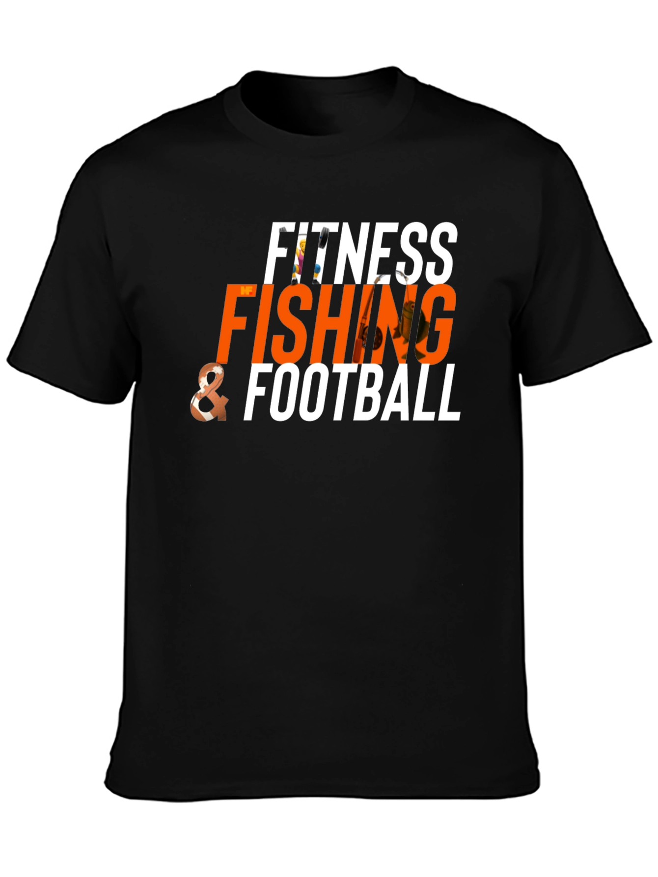 Black Fitness Fishing & Football Graphic Tee view 3