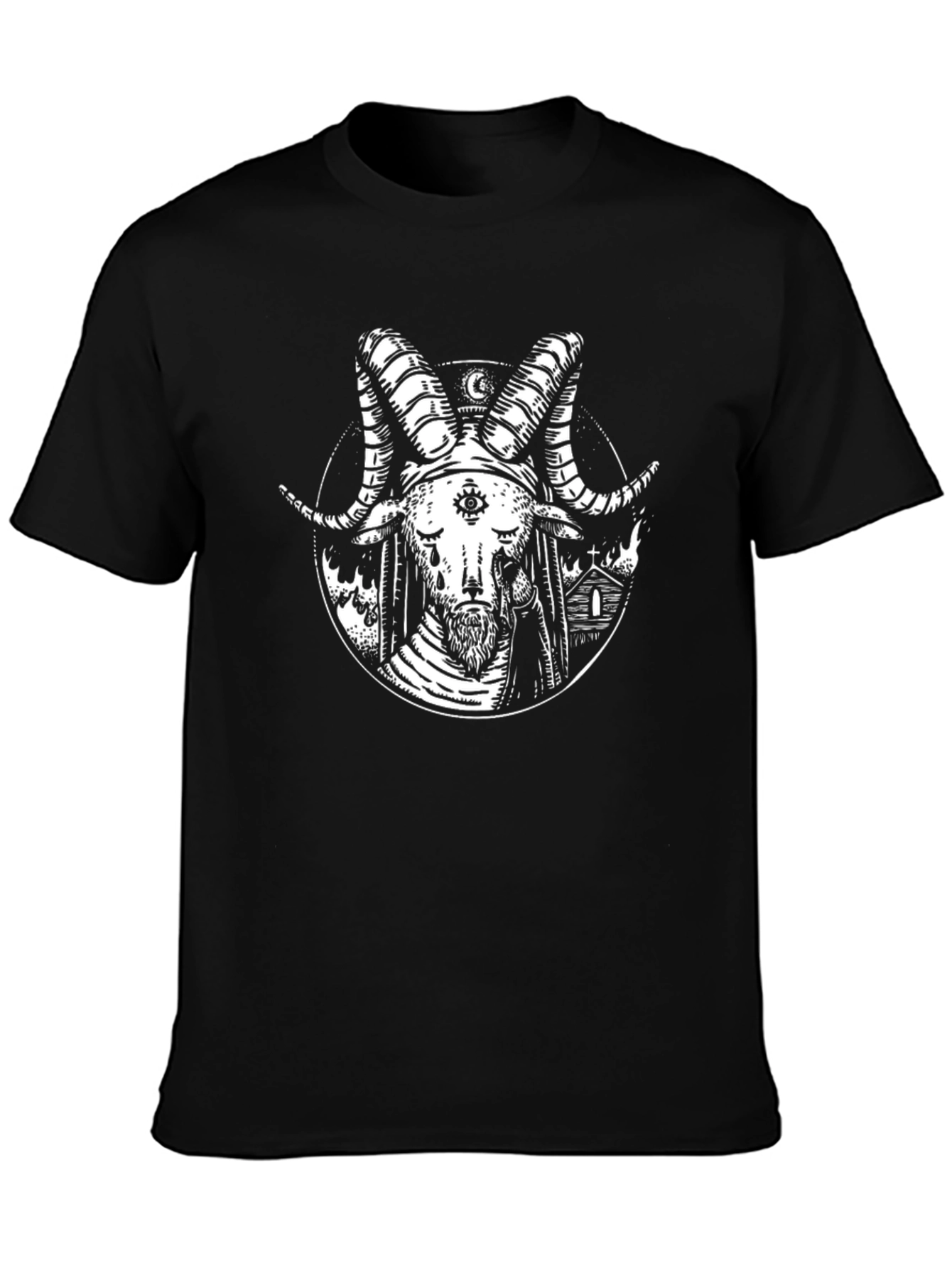Baphomet Graphic Tee - Occult Satanic Design Black T-Shirt - 3