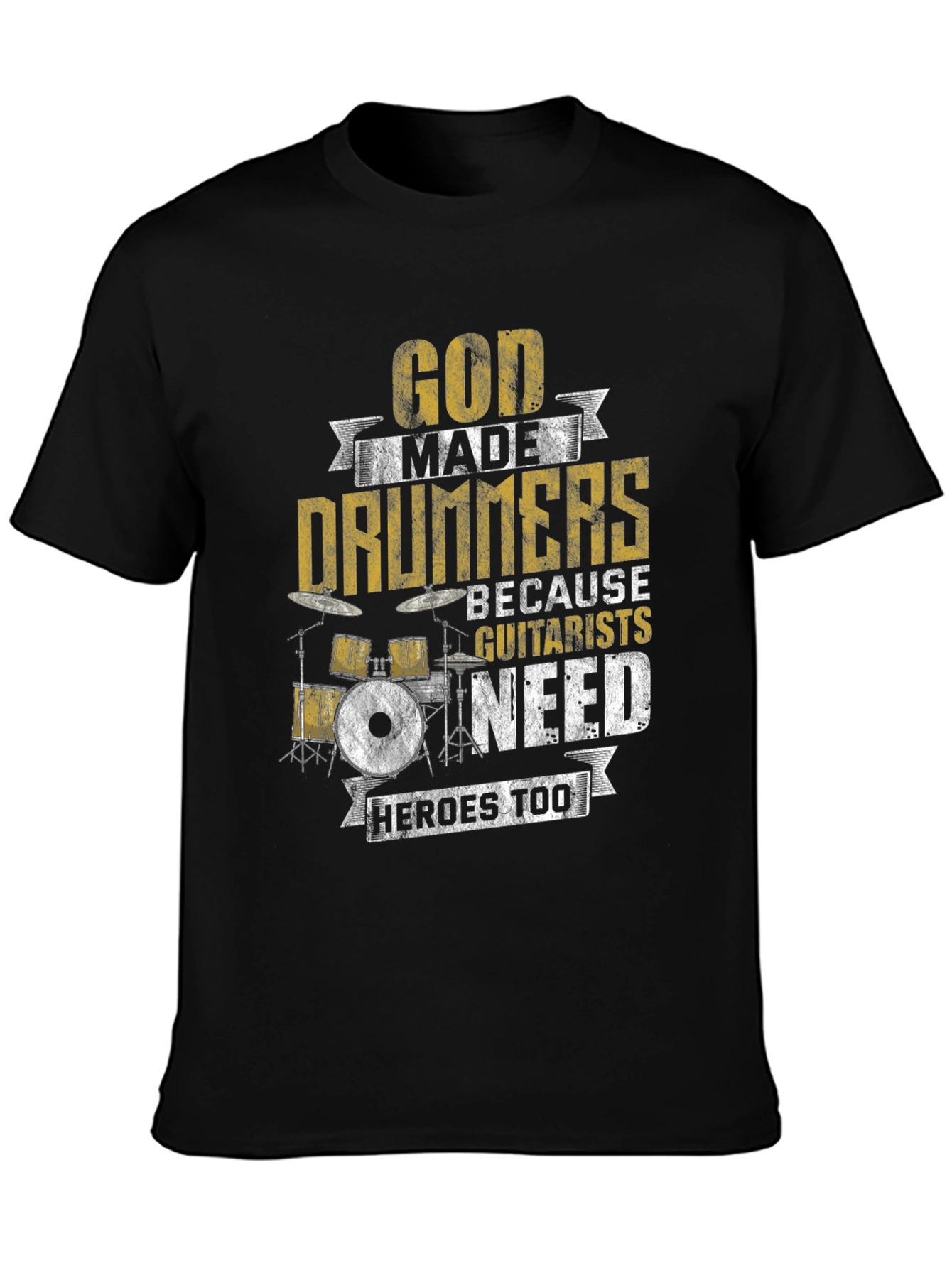 Black God Made Drummers T-Shirt - Musician Humor Tee view 3