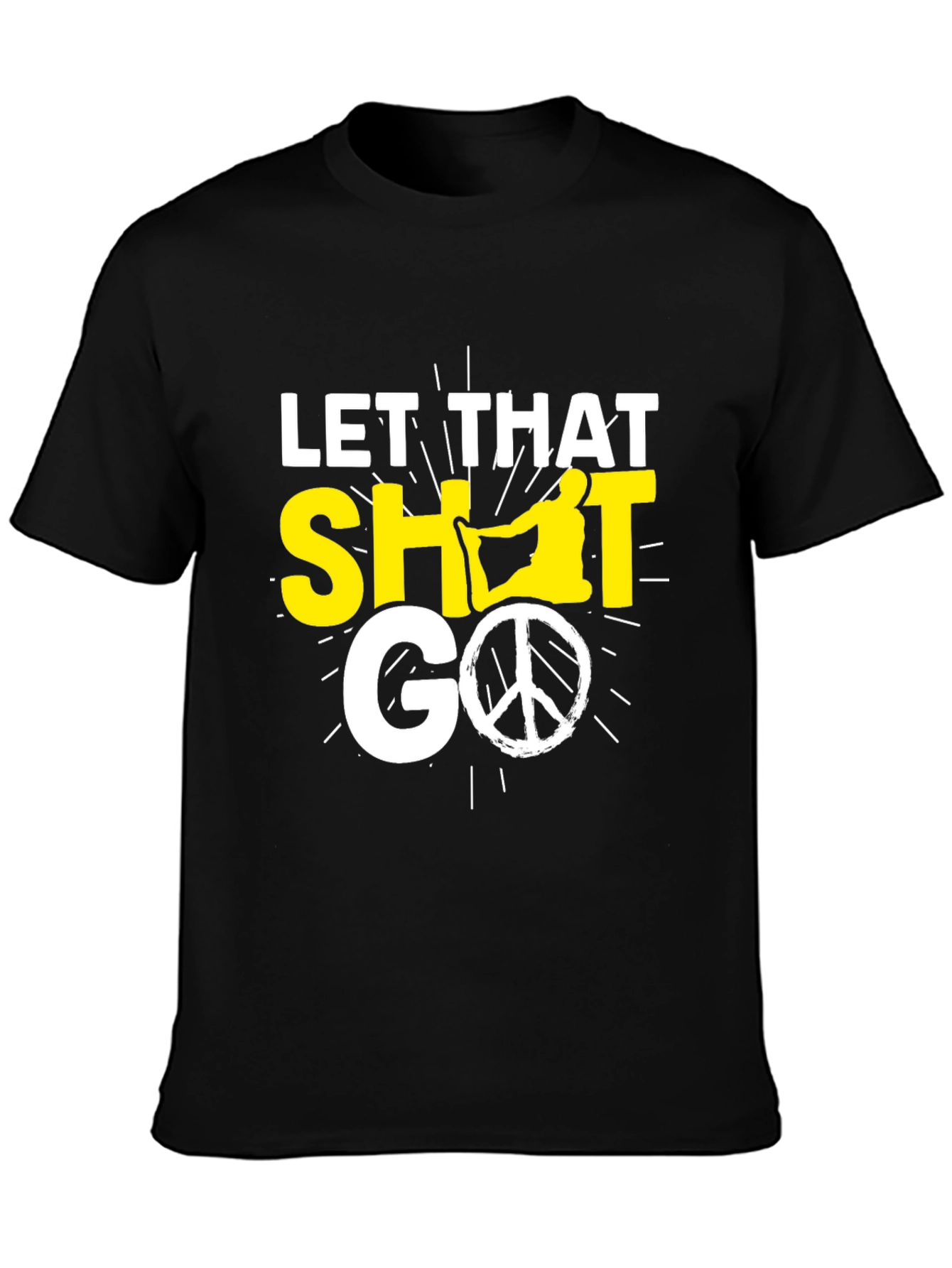 Black Let That Shit Go T-Shirt, Yoga & Peace Sign view 3