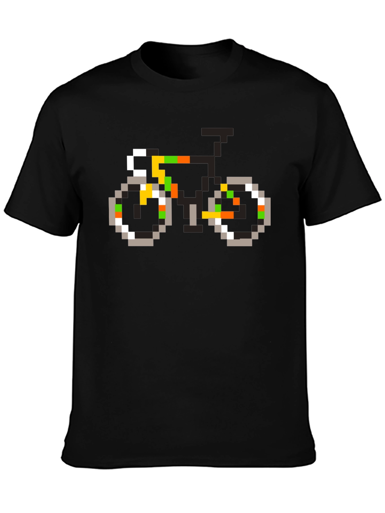 Black Pixel Art Bicycle Graphic Tee - Black view 3