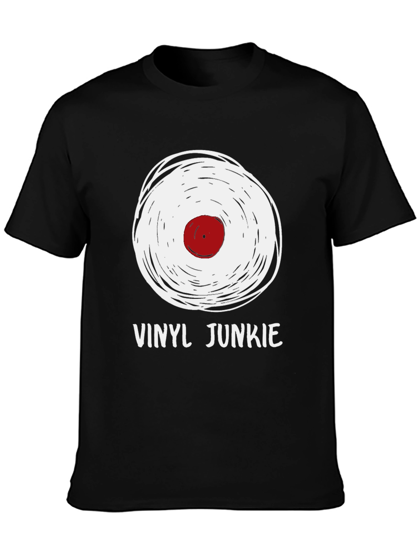 Black Vinyl Junkie Graphic Tee - Music Lover T-Shirt view 3