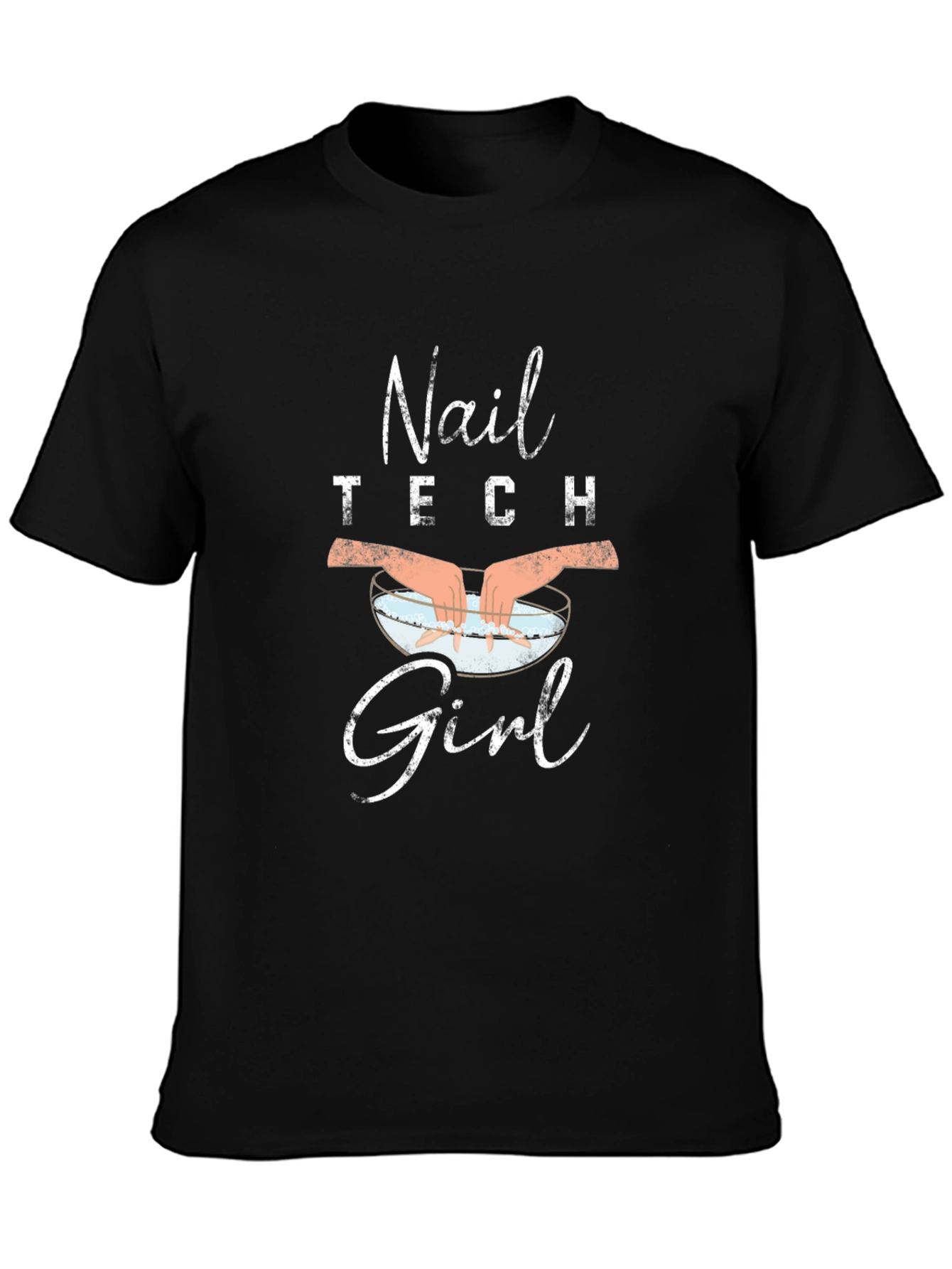 Black Nail Tech Girl Black T-Shirt - Salon Apparel view 3