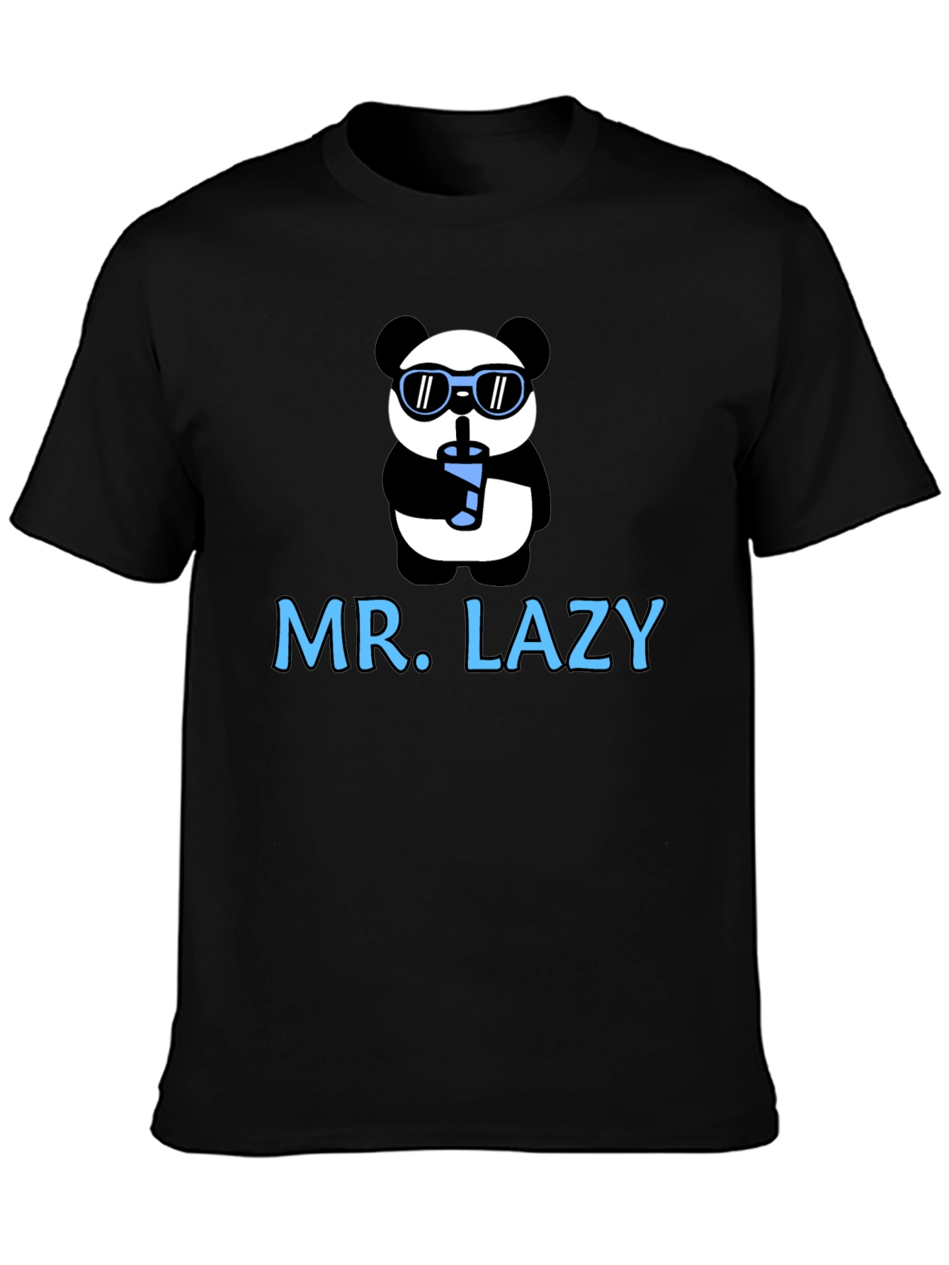 Black Mr. Lazy Panda Graphic T-Shirt view 3