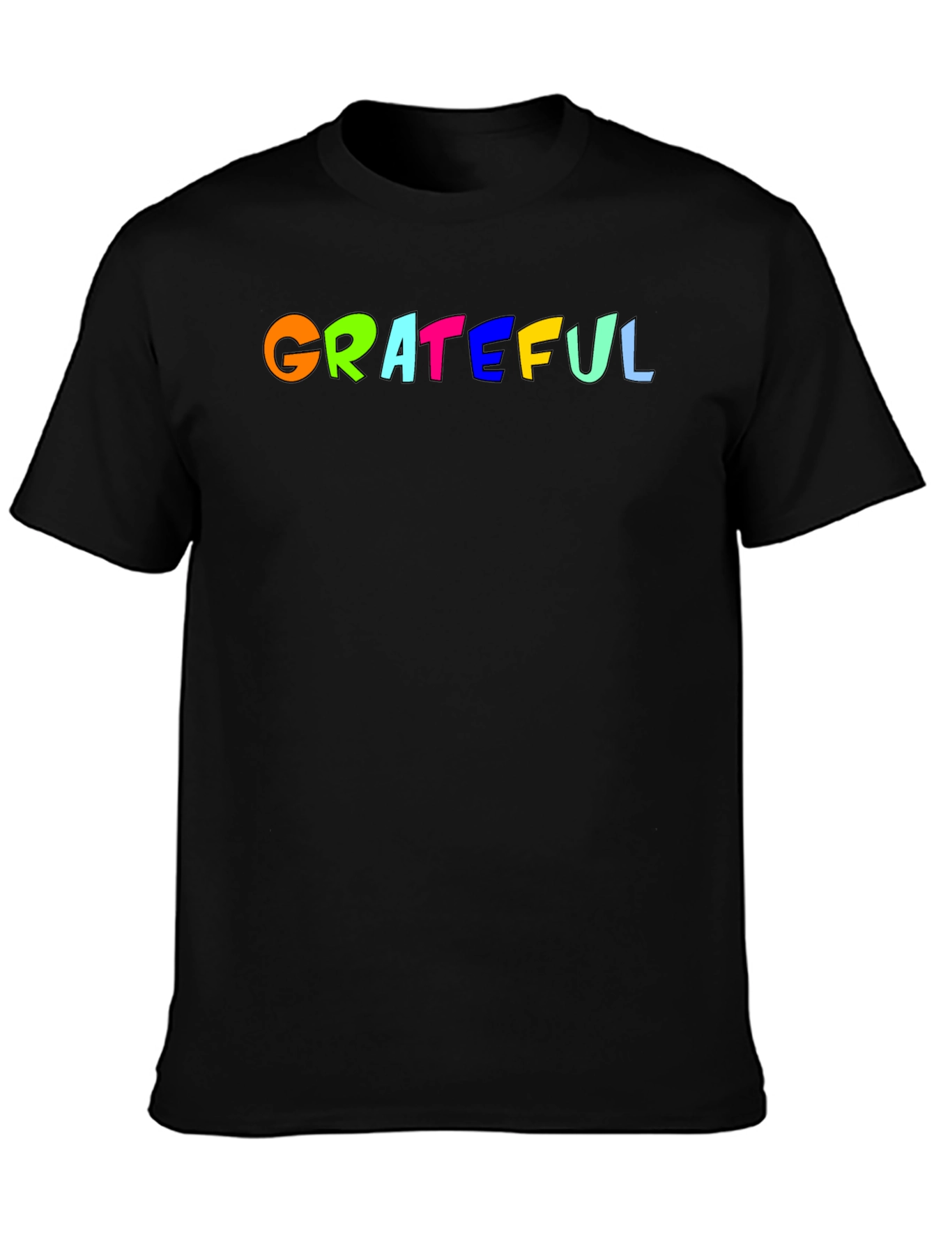 Black Grateful Colorful Graphic T-Shirt - Trendy Casual Wear view 3