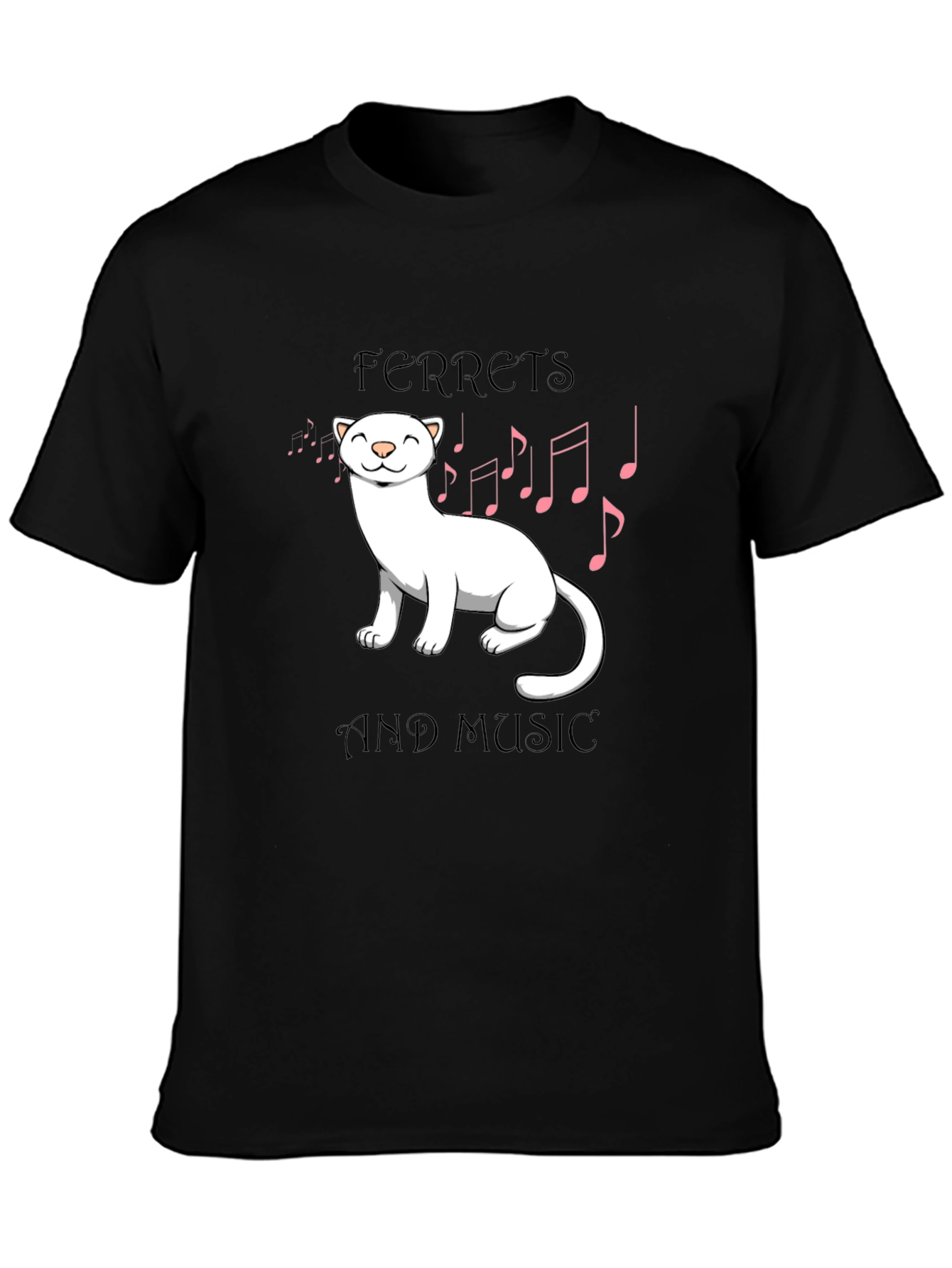 Black Ferret and Music Graphic T-Shirt view 3