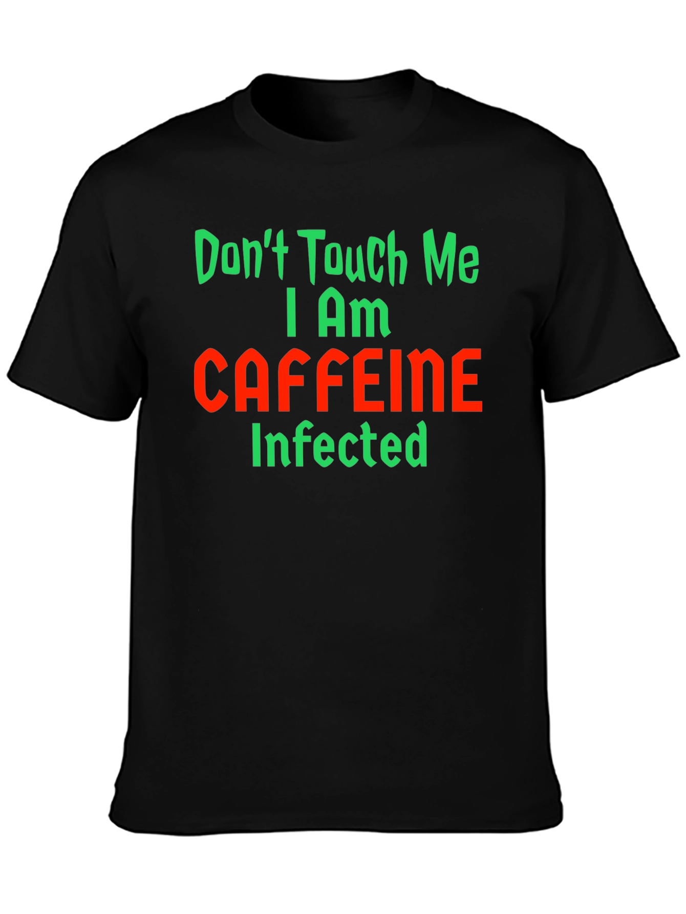 Black Caffeine Infected Graphic T-Shirt - Funny Novelty Tee view 3
