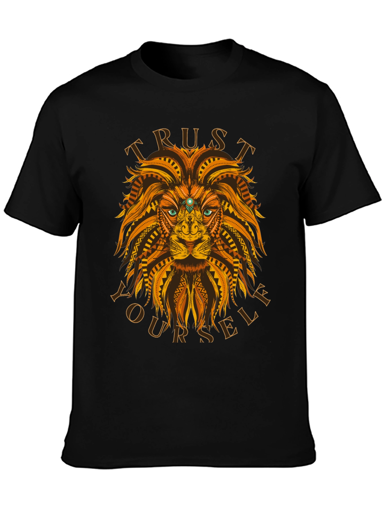 Black Trust Yourself Lion Graphic Tee view 3