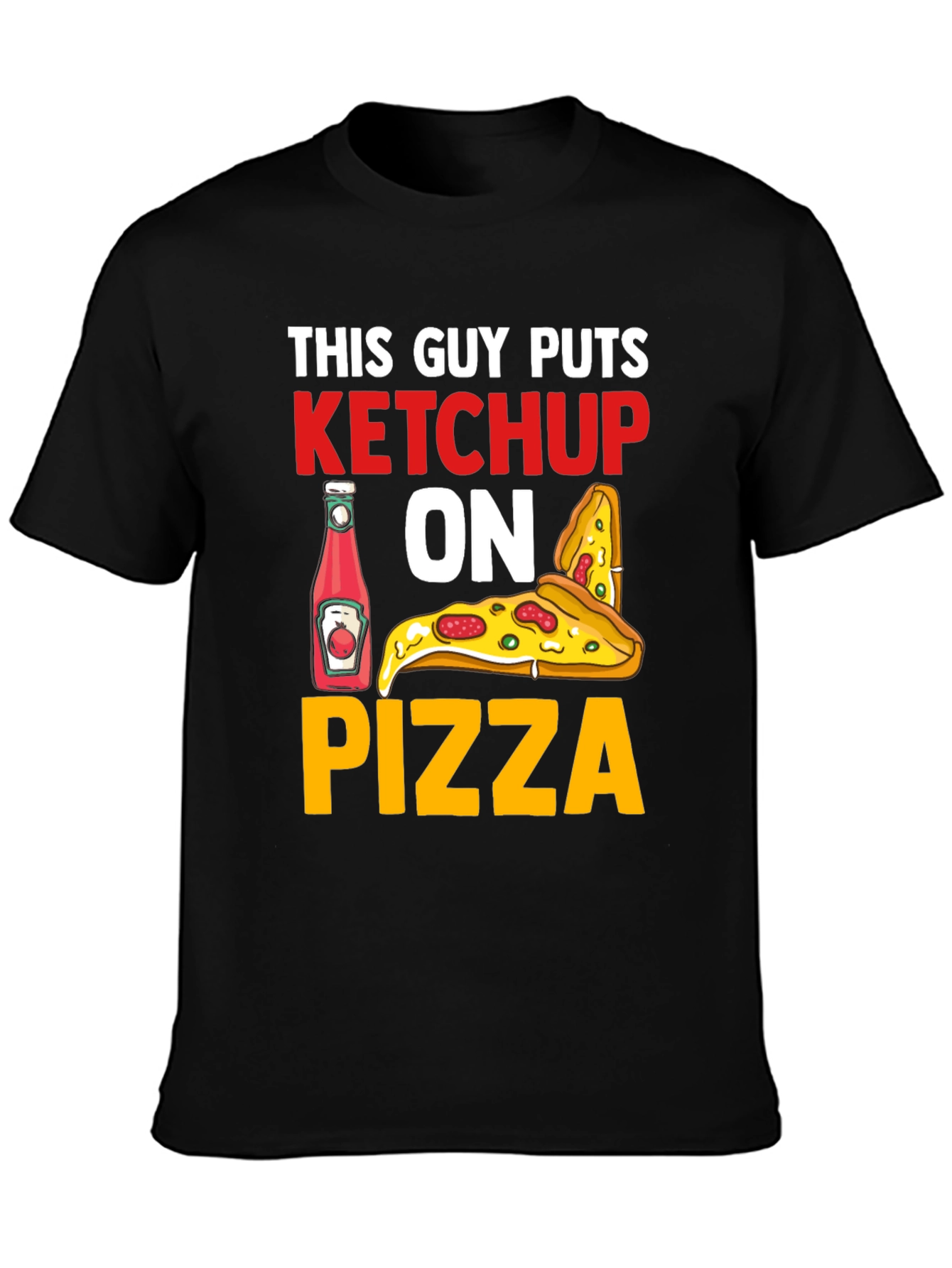 Black Ketchup on Pizza Graphic T-Shirt - Funny Foodie Tee view 3