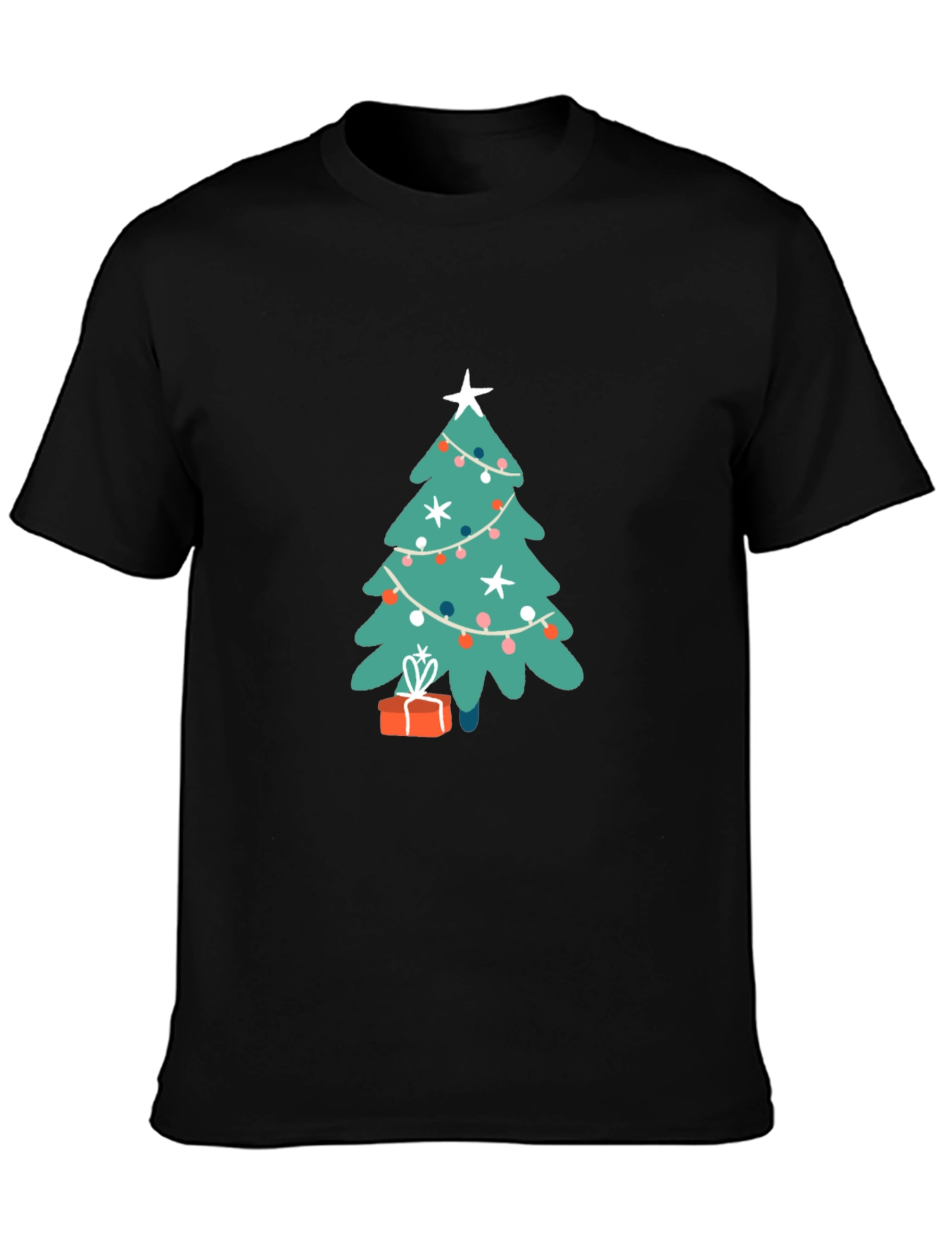 Black Festive Christmas Tree Graphic Tee - Holiday Cheer! view 3