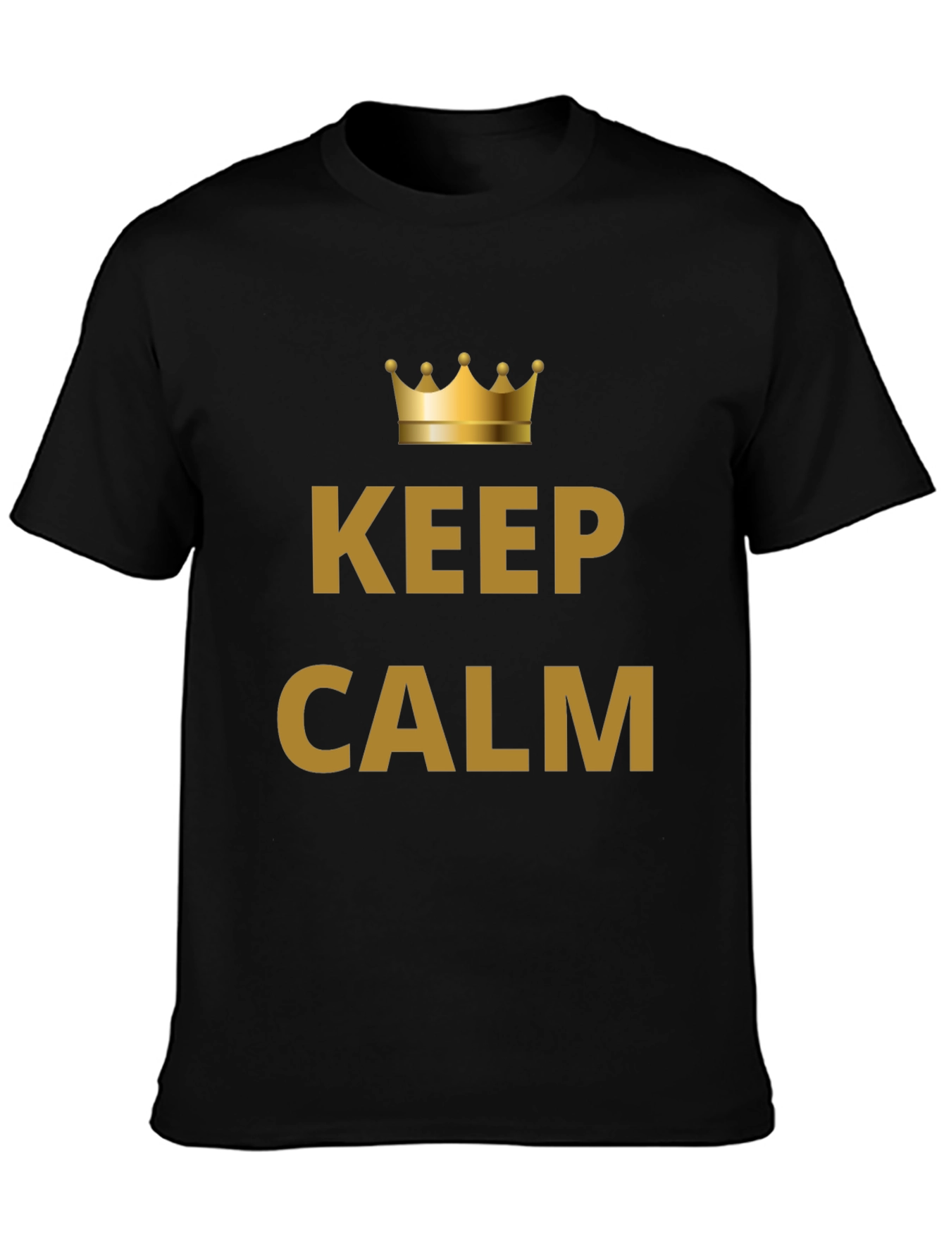 Black Keep Calm Crown Graphic Men's Black T-Shirt view 3