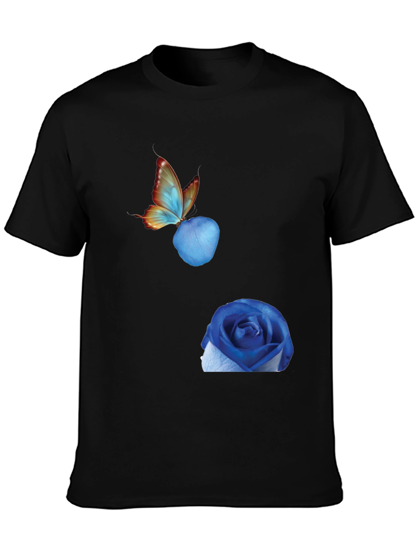 Black Butterfly & Blue Rose Graphic Tee view 3