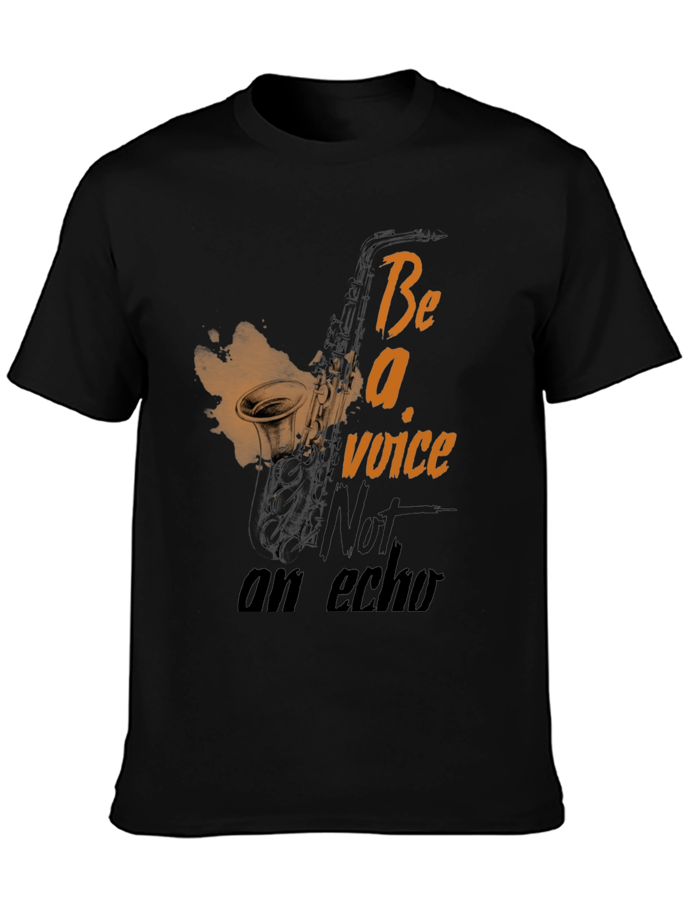 Black Saxophone 'Be a Voice' Graphic T-Shirt view 3