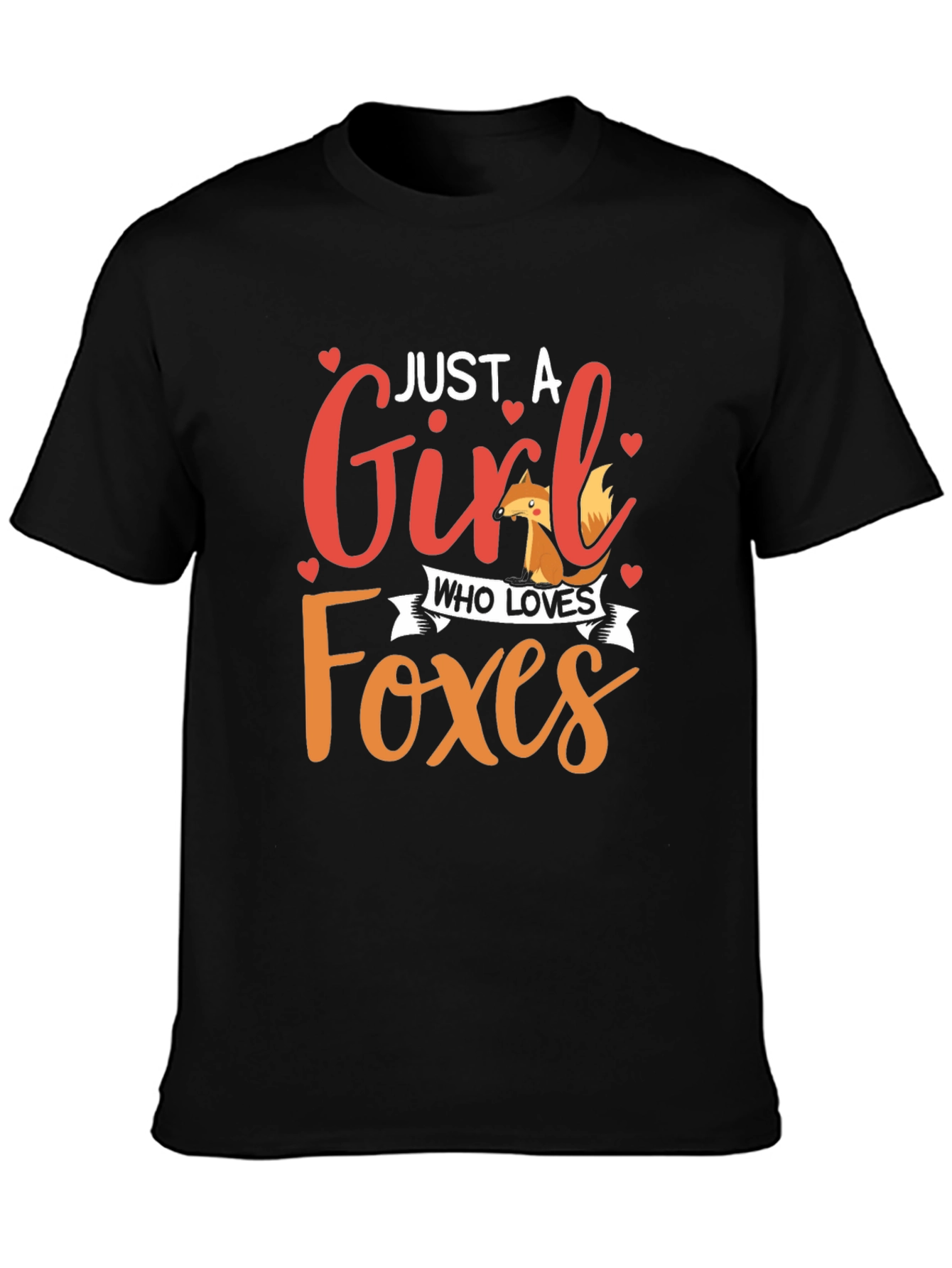 Black Just A Girl Who Loves Foxes Black Graphic Tee view 3